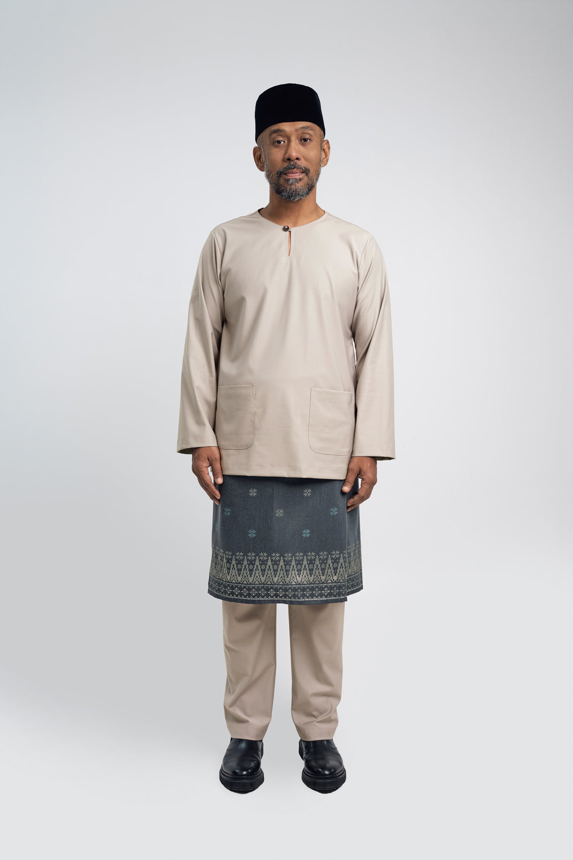 Patawali Modern Fit Baju Melayu Teluk Belanga - Light Taupe