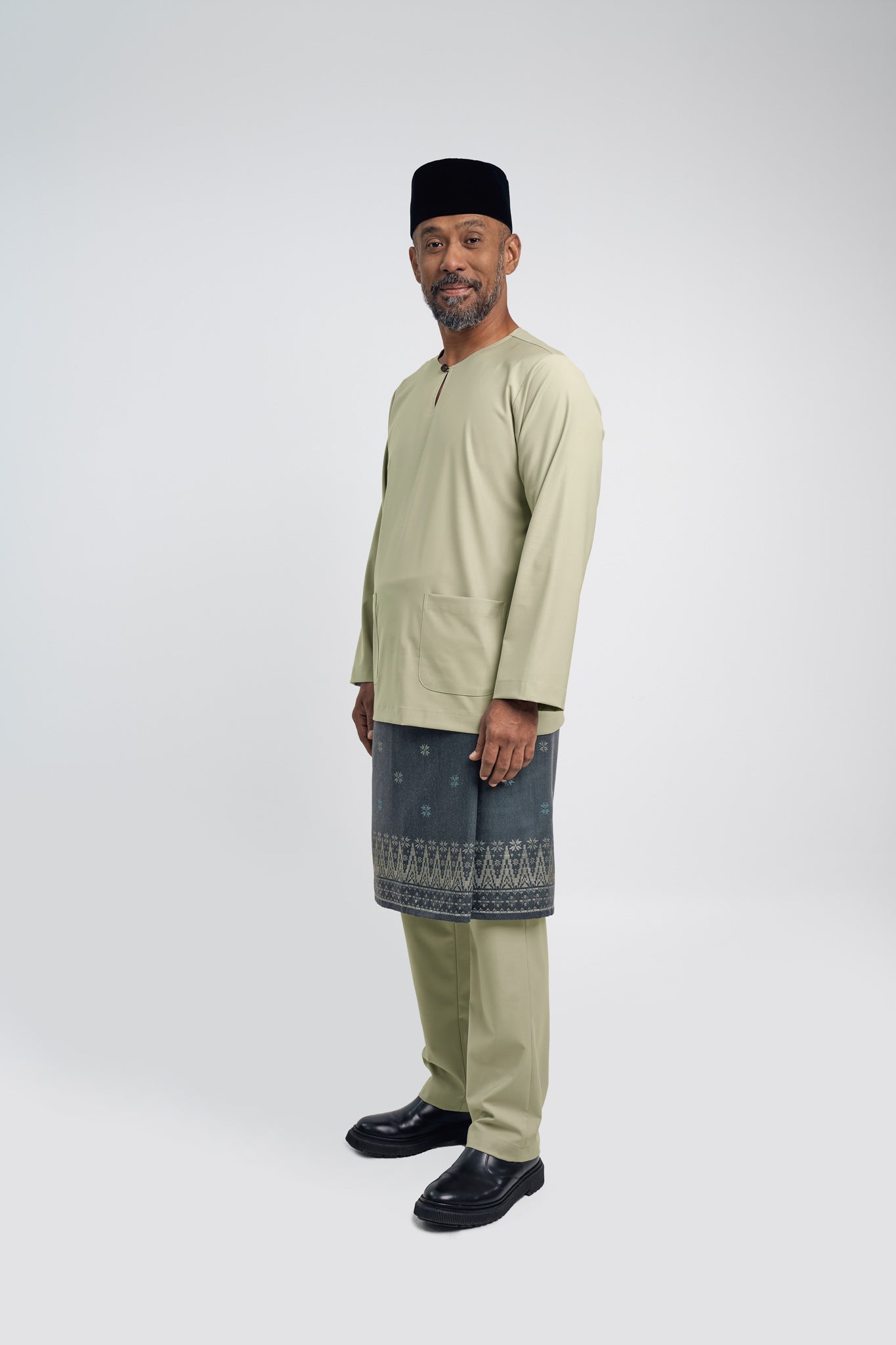 Patawali Modern Fit Baju Melayu Teluk Belanga - Light Khaki