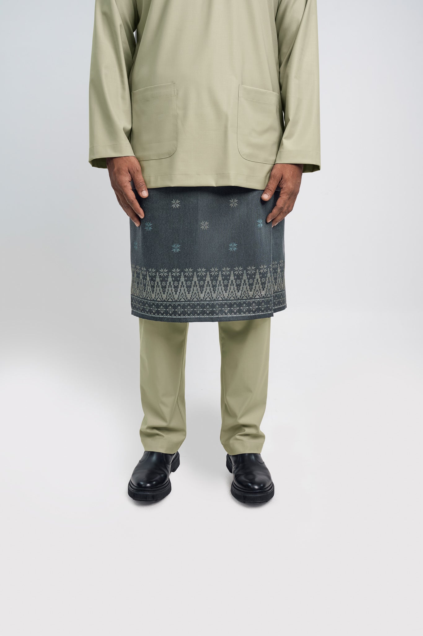 Patawali Modern Fit Baju Melayu Teluk Belanga - Light Khaki