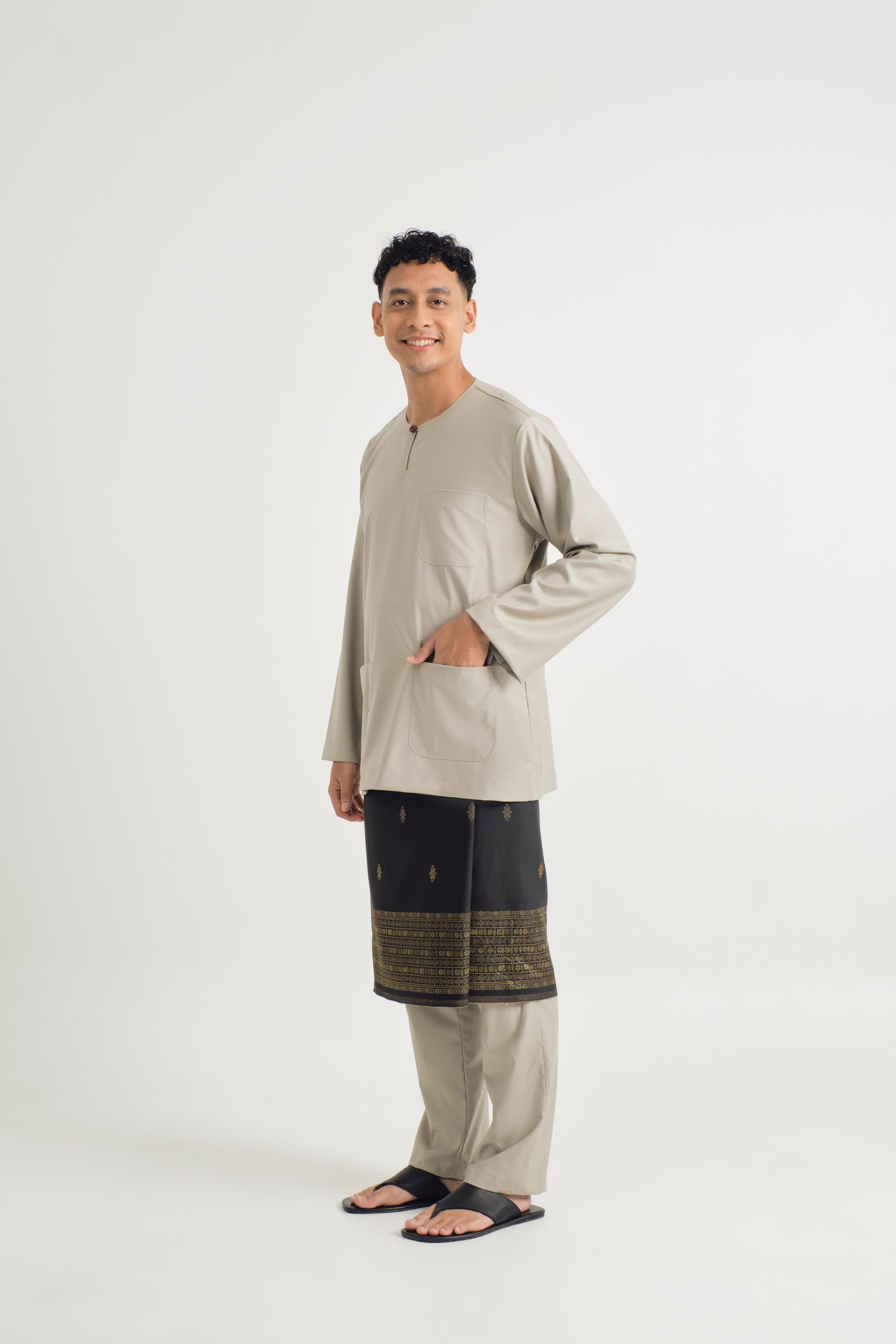 Patawali Classic Fit Baju Melayu Teluk Belanga - Light Olive