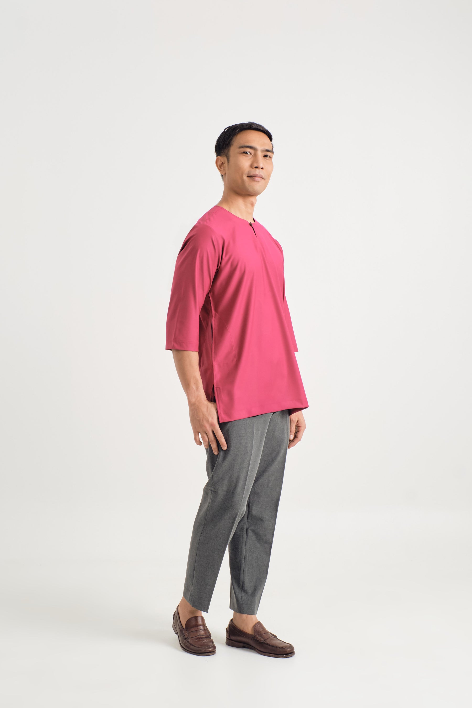 Patawali Three Quarter Sleeve Top - Magenta Pink