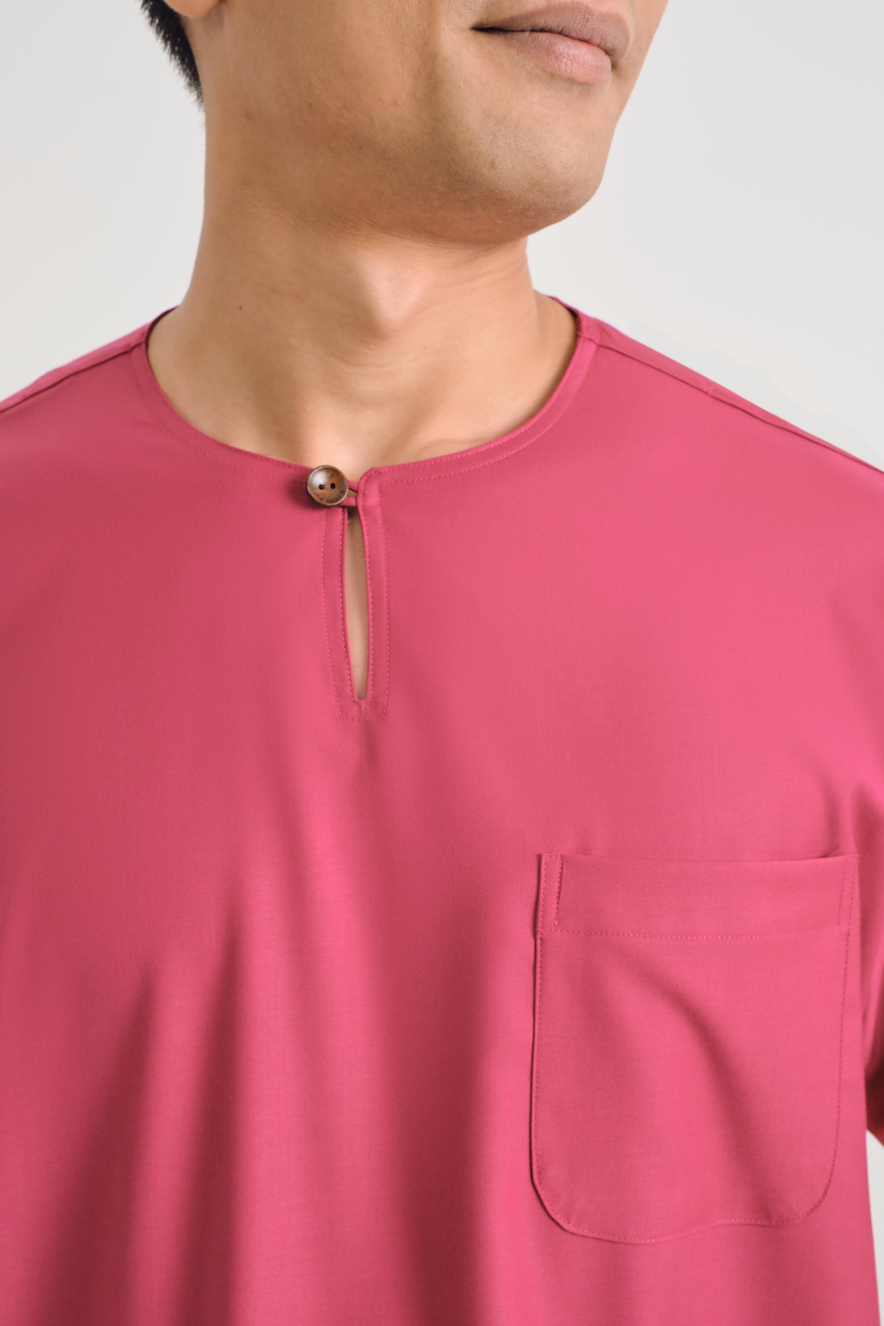 Patawali Classic Fit Baju Melayu Teluk Belanga - Magenta Pink