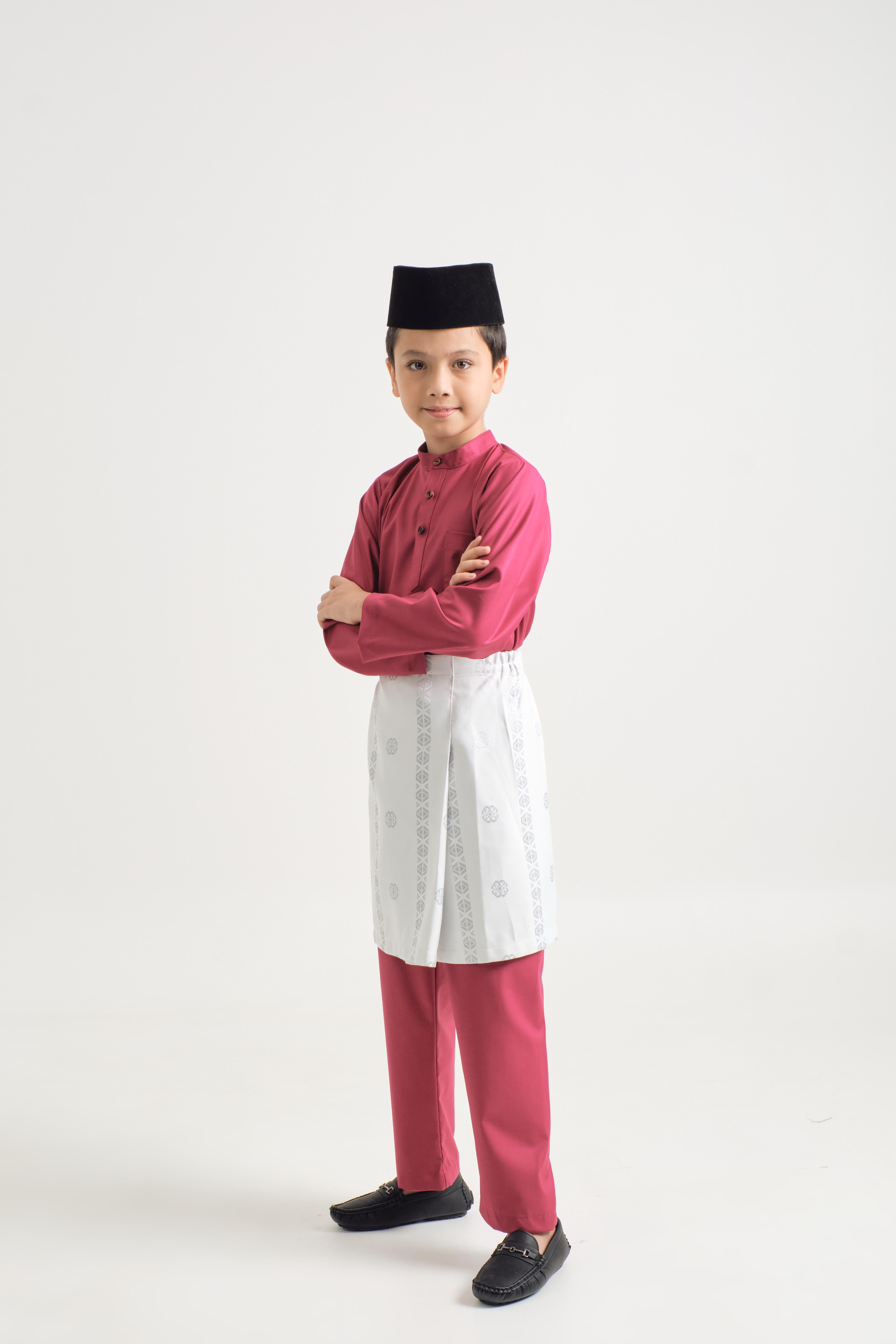 Patawali Boys Baju Melayu Cekak Musang - Magenta Pink
