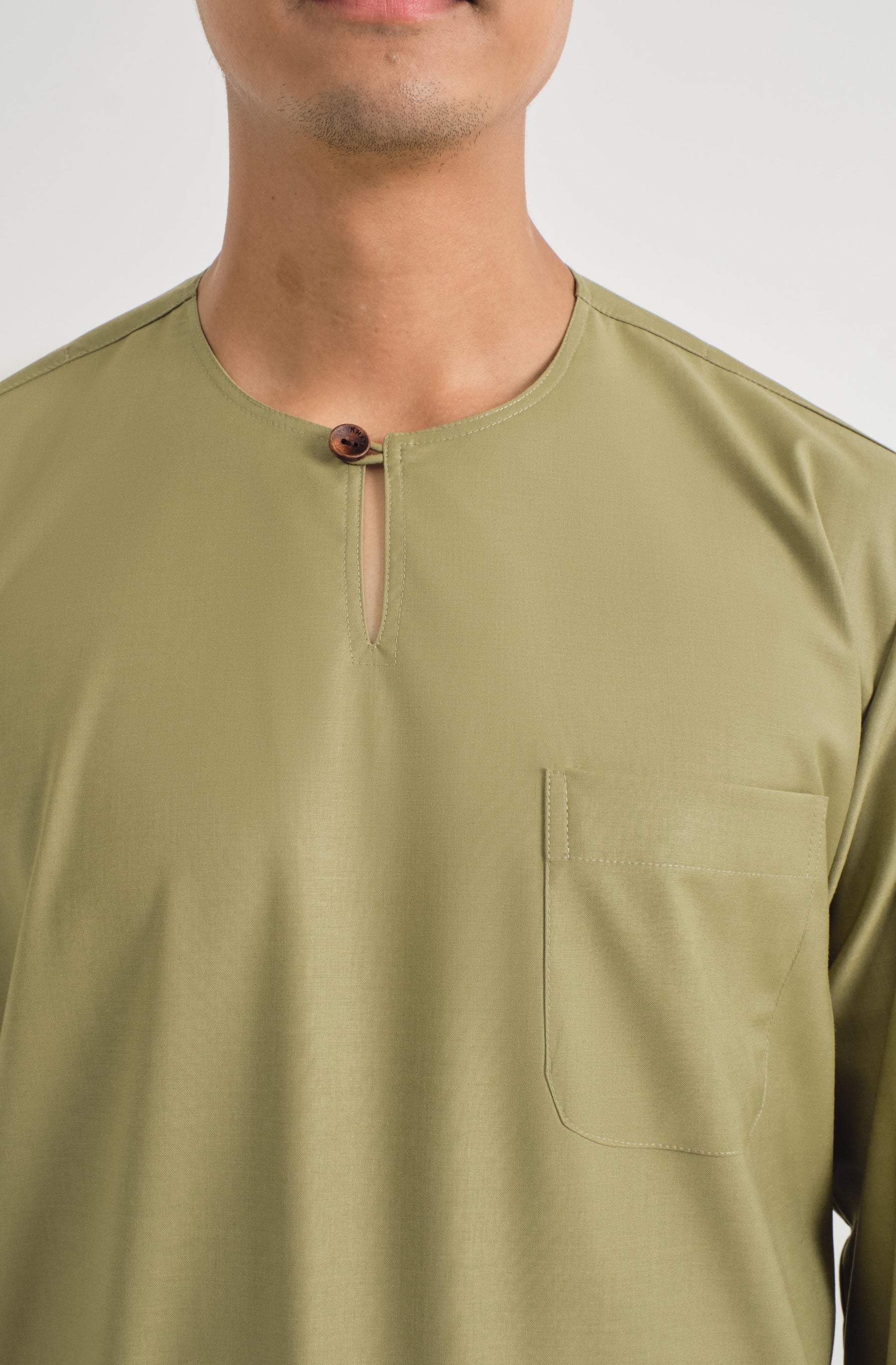 Patawali Classic Fit Baju Melayu Teluk Belanga - Moss Green