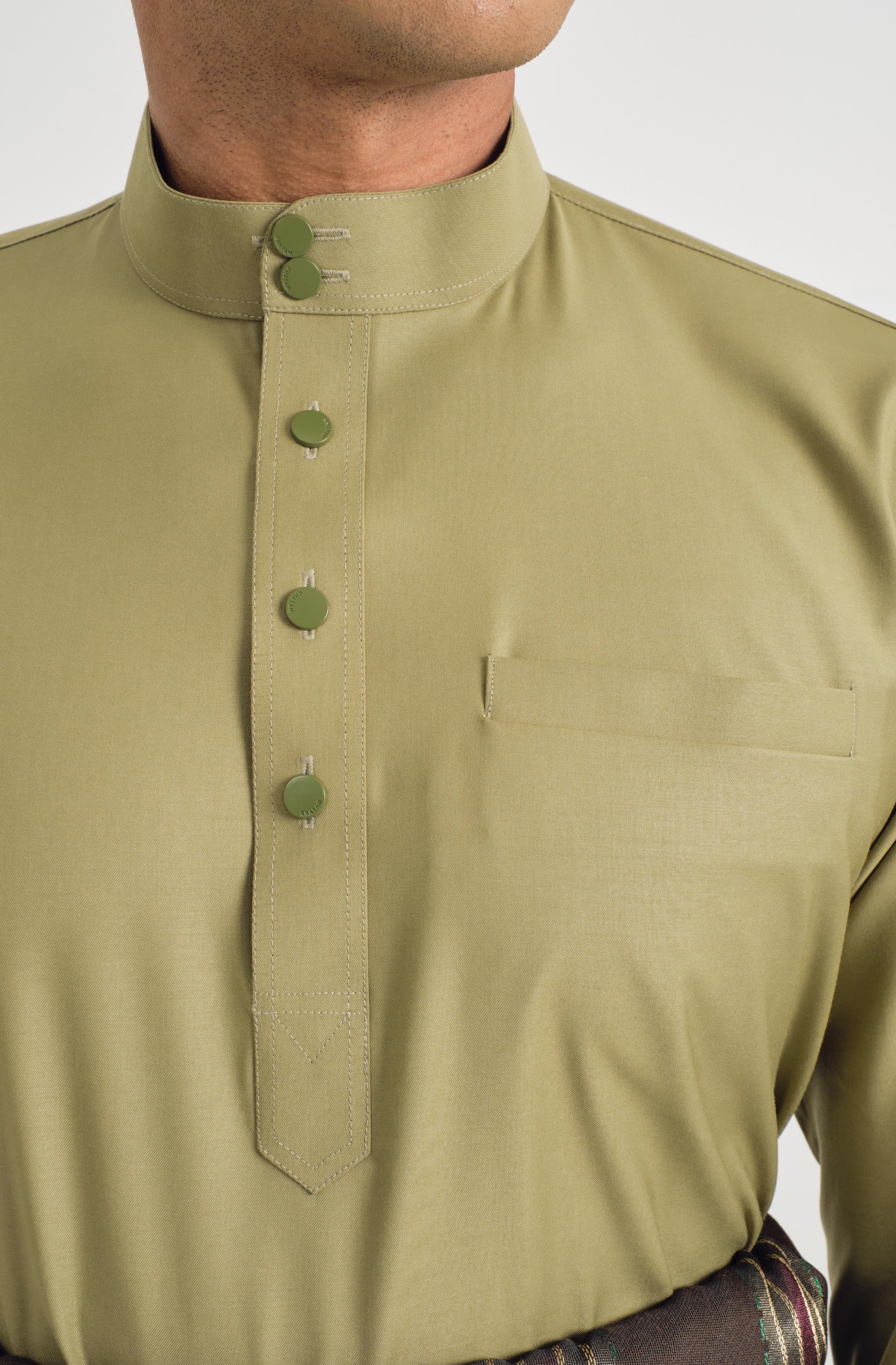 Patawali Baju Melayu Cekak Musang - Moss Green