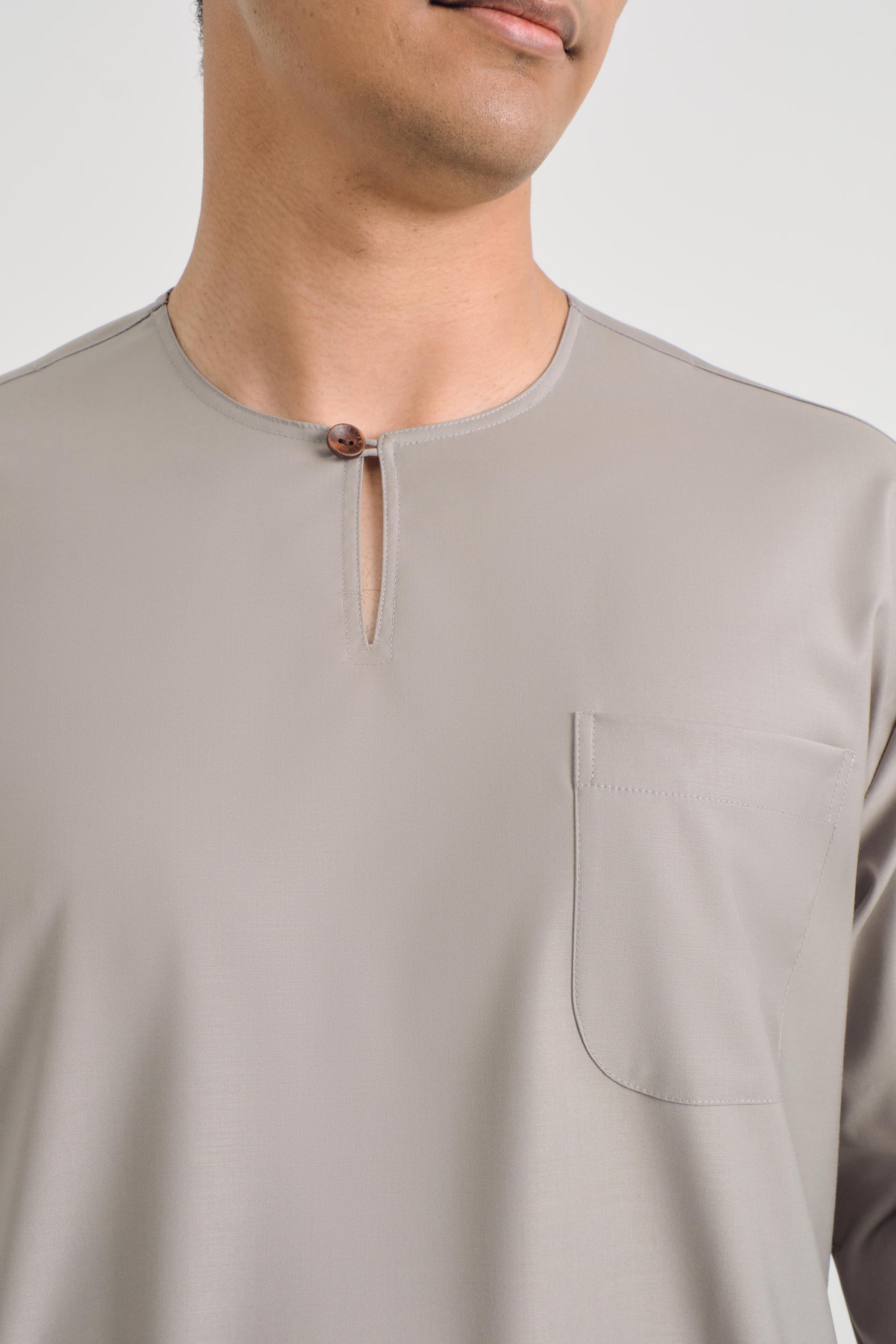 Patawali Classic Fit Baju Melayu Teluk Belanga - Muted Grey