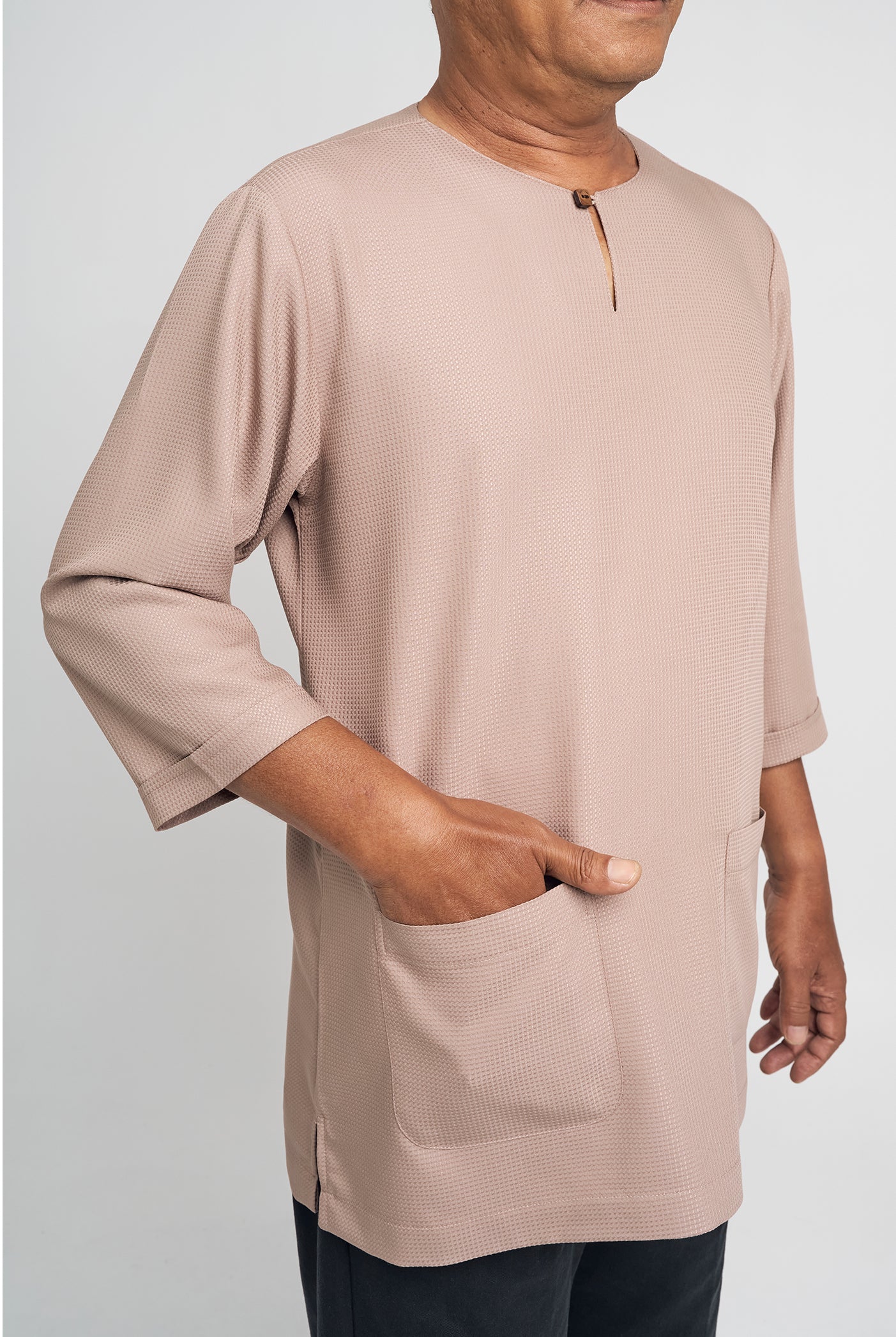 Nadim Modern Fit Top Quarter Sleeves - Pale Brown