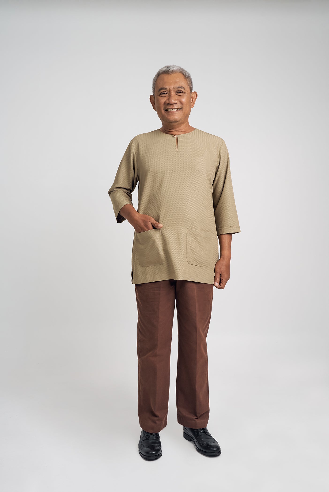 Nadim Modern Fit Top Quarter Sleeves - Light Olive