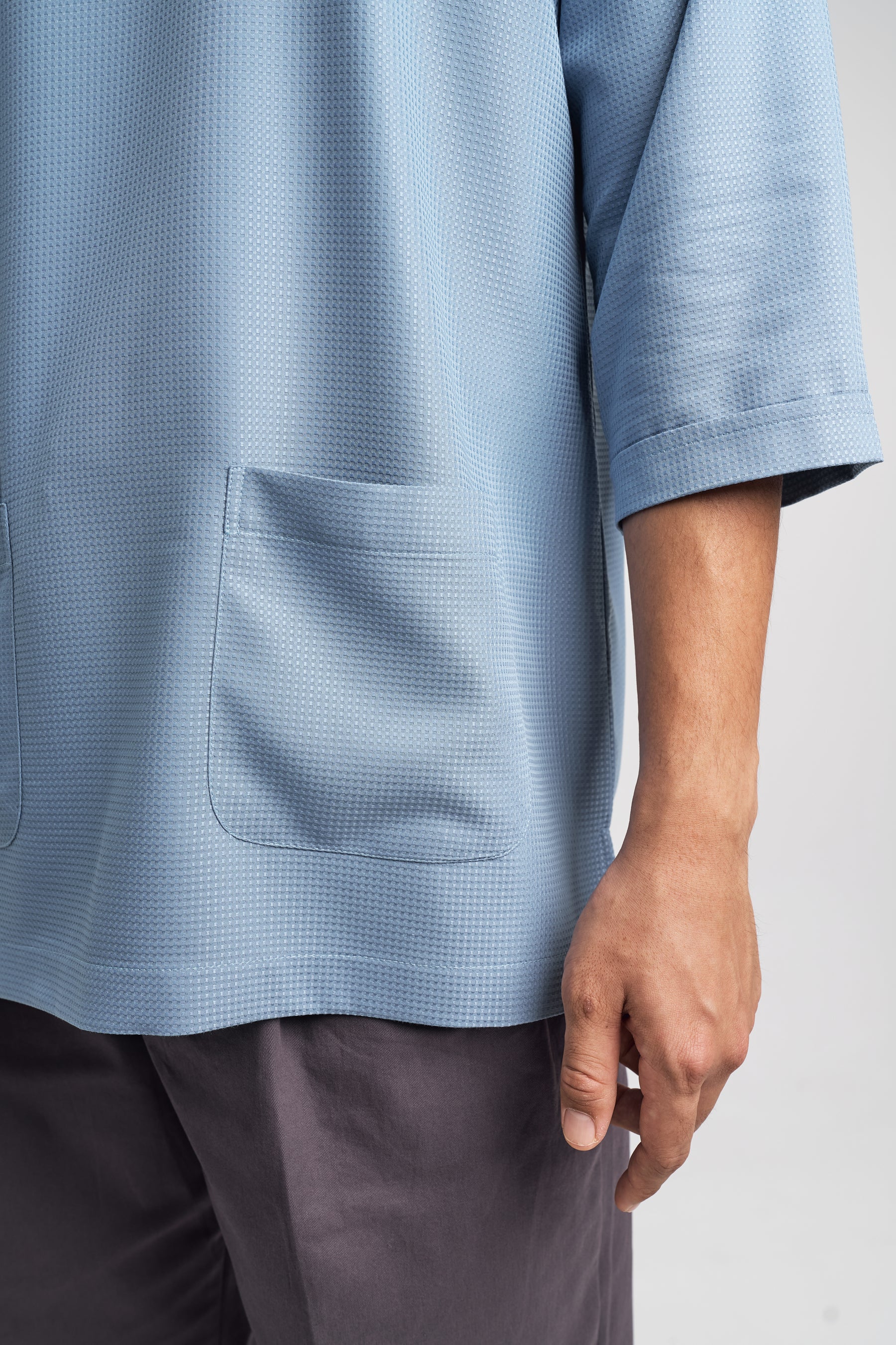 Nadim Modern Fit Top Quarter Sleeves - Dusty Blue