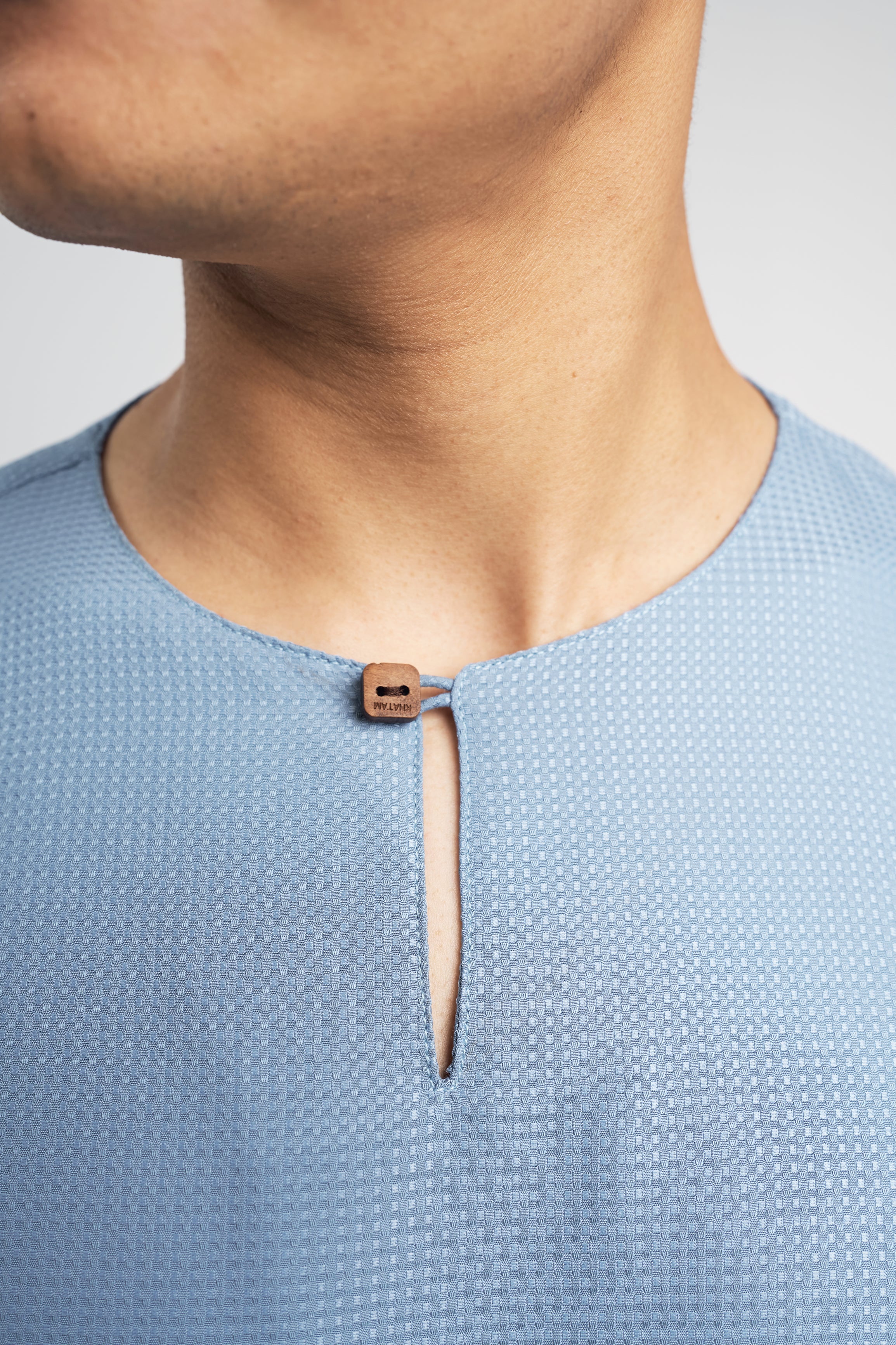 Nadim Modern Fit Top Quarter Sleeves - Dusty Blue