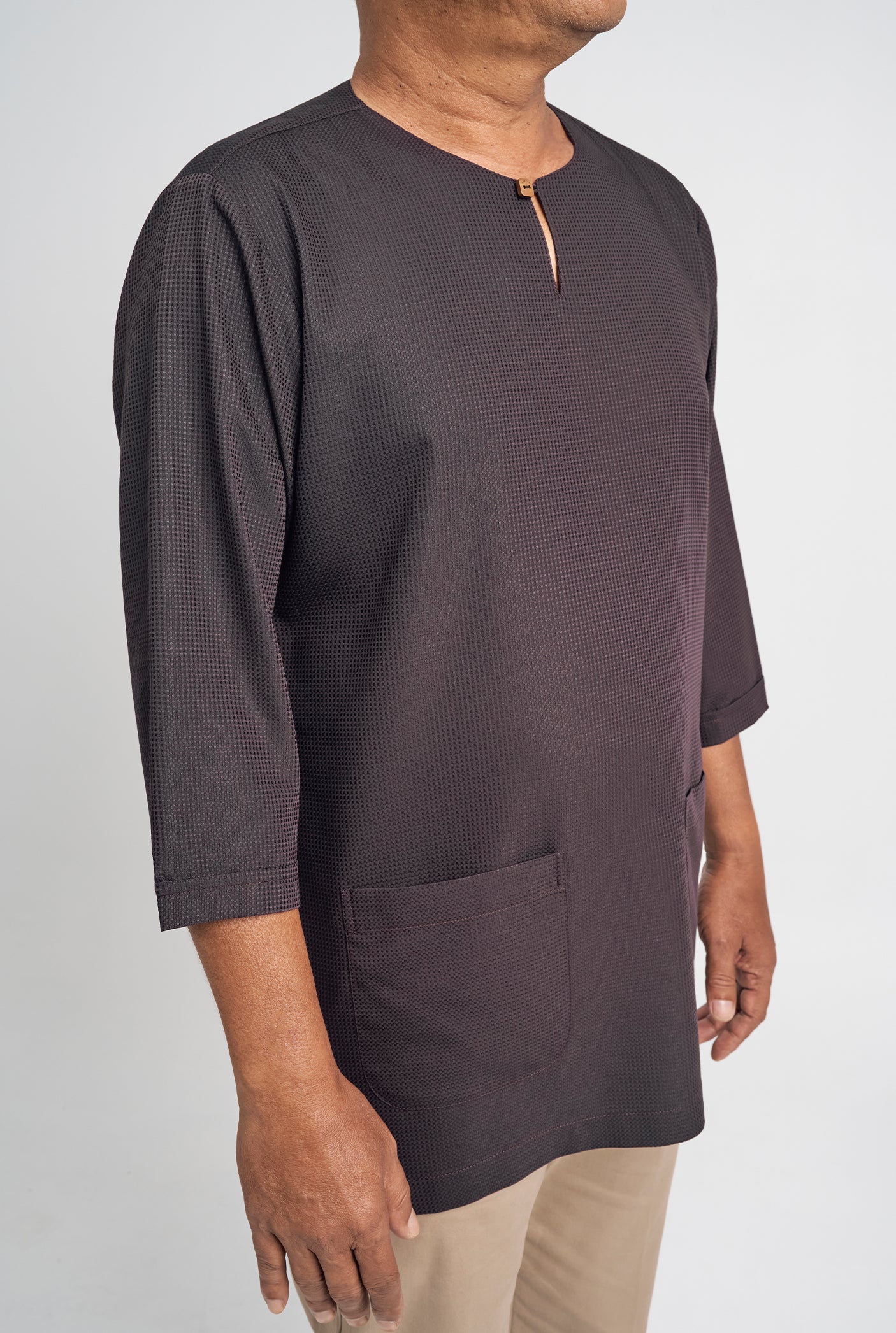 Nadim Modern Fit Top Quarter Sleeves - Dark Brown