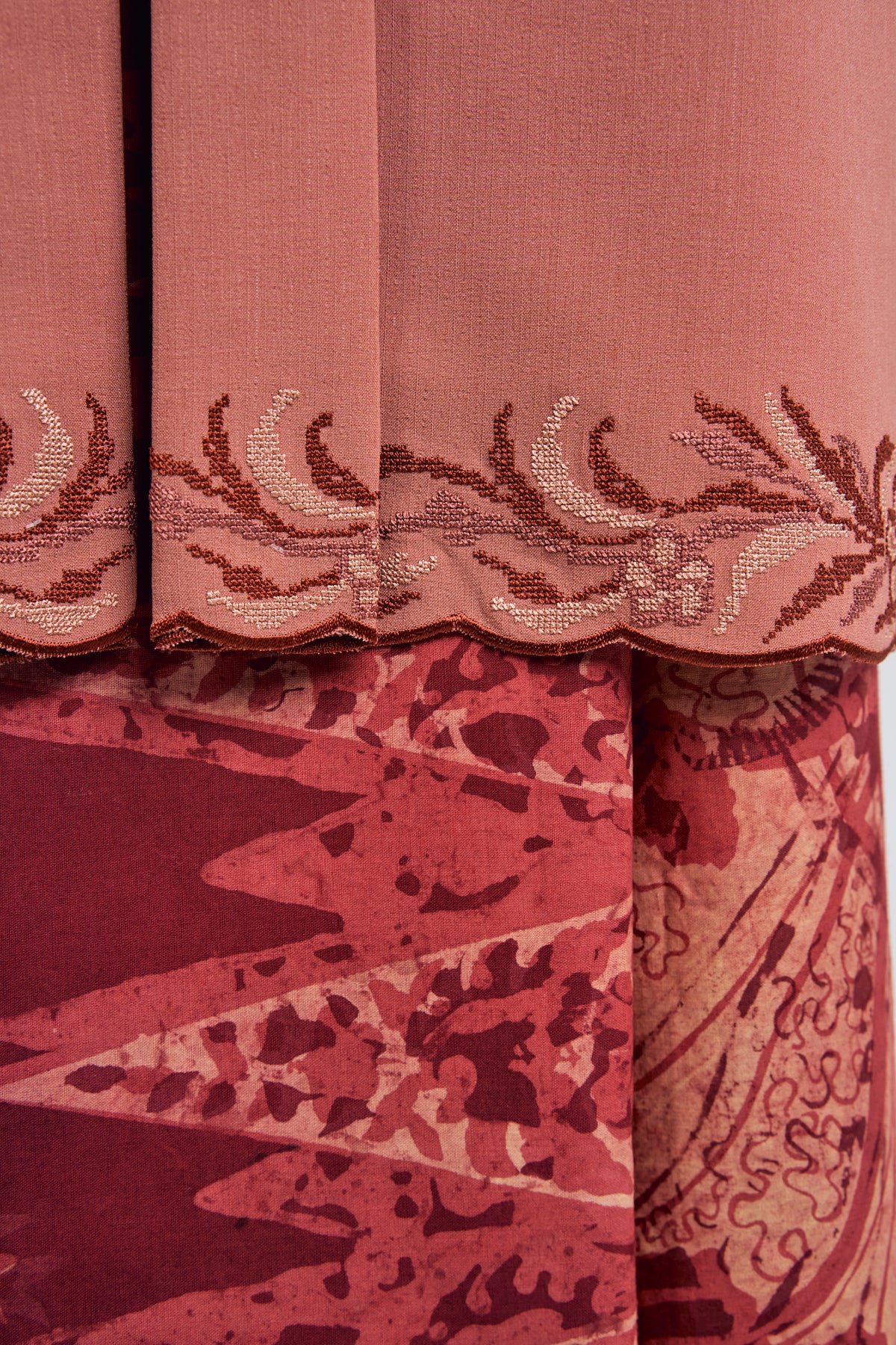 Nyonya Khatam Kemboja Kebaya Labuh - Salmon Pink