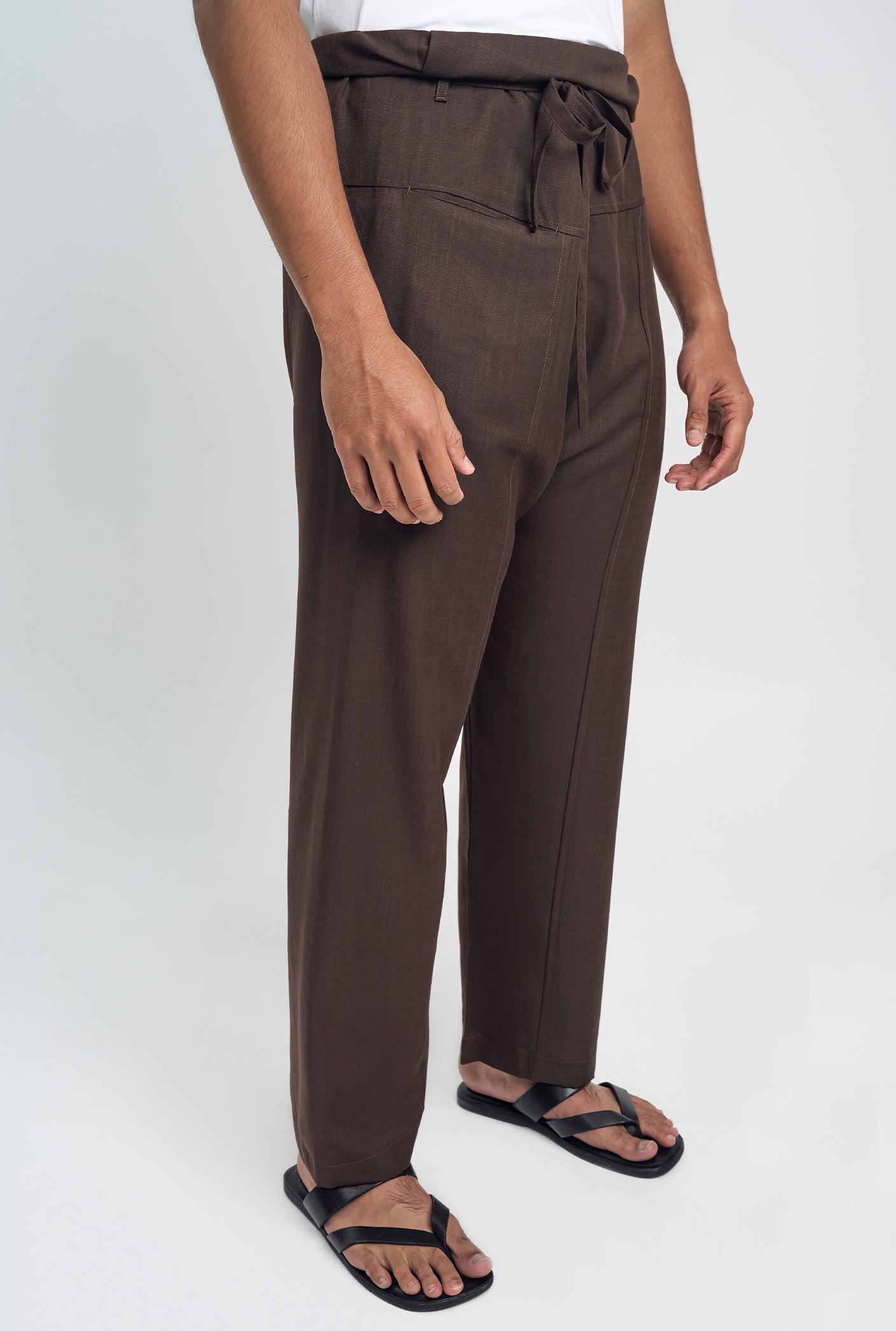 OG' Series Baju Melayu Teluk Belanga Klasik Seluar Ikat - Perang Tua