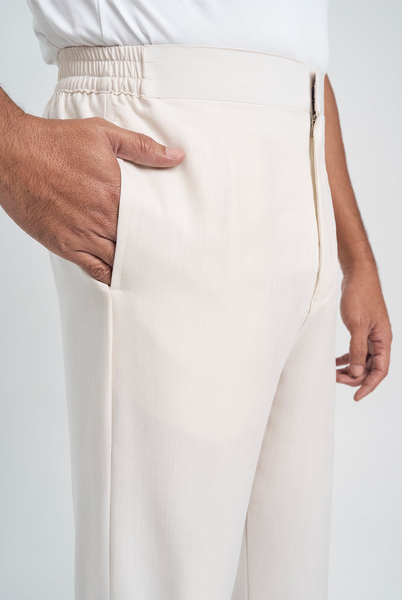 OG' Series Baju Melayu Teluk Belanga Klasik Seluar Moden - Putih Gading