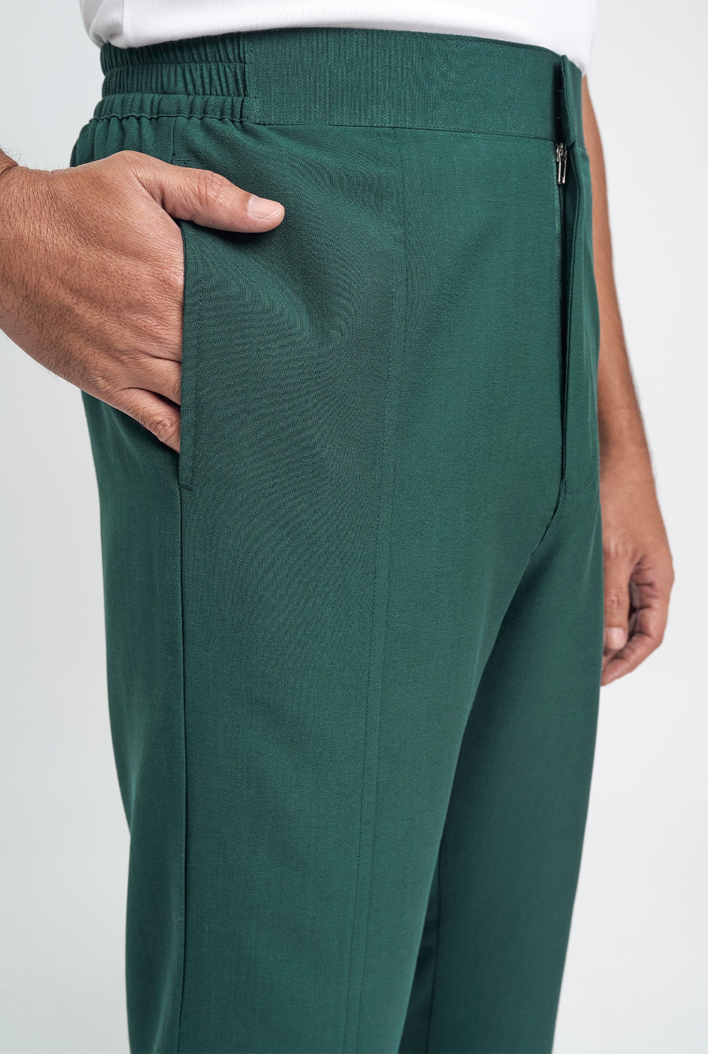 OG' Series Baju Melayu Teluk Belanga Klasik Seluar Moden - Hijau Zamrud