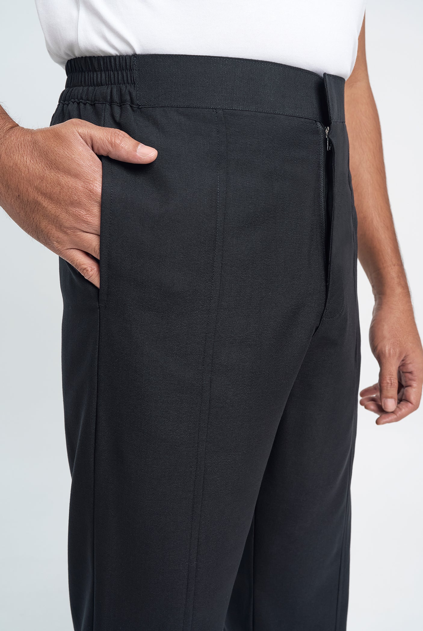 OG' Series Baju Melayu Teluk Belanga Klasik Seluar Moden - Hitam Tundra