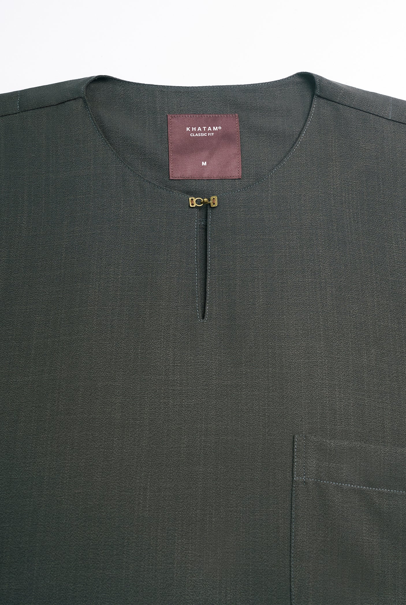 OG' Series Baju Melayu Teluk Belanga Klasik Seluar Ikat - Hijau Arang