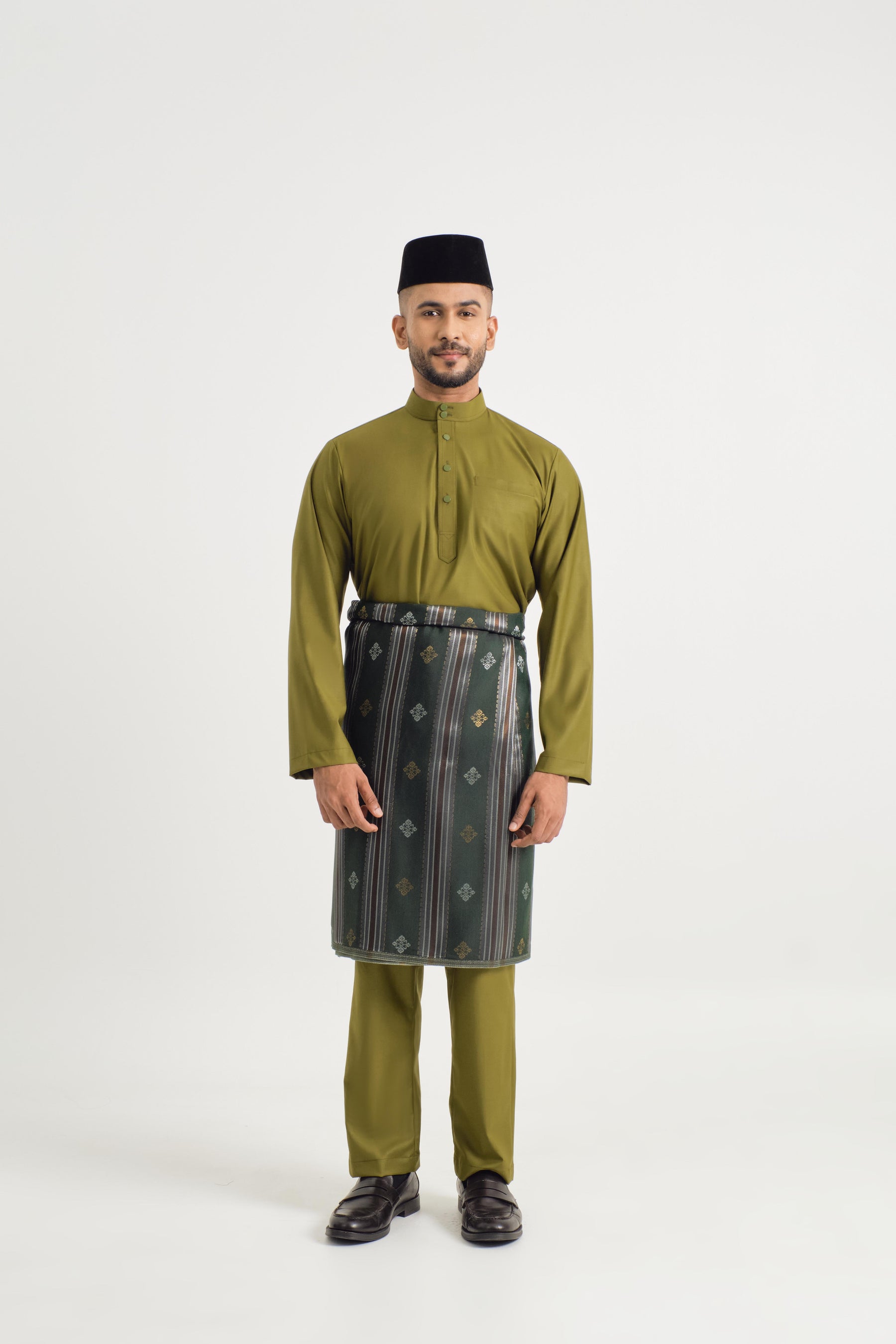 Patawali Baju Melayu Cekak Musang - Olive Green