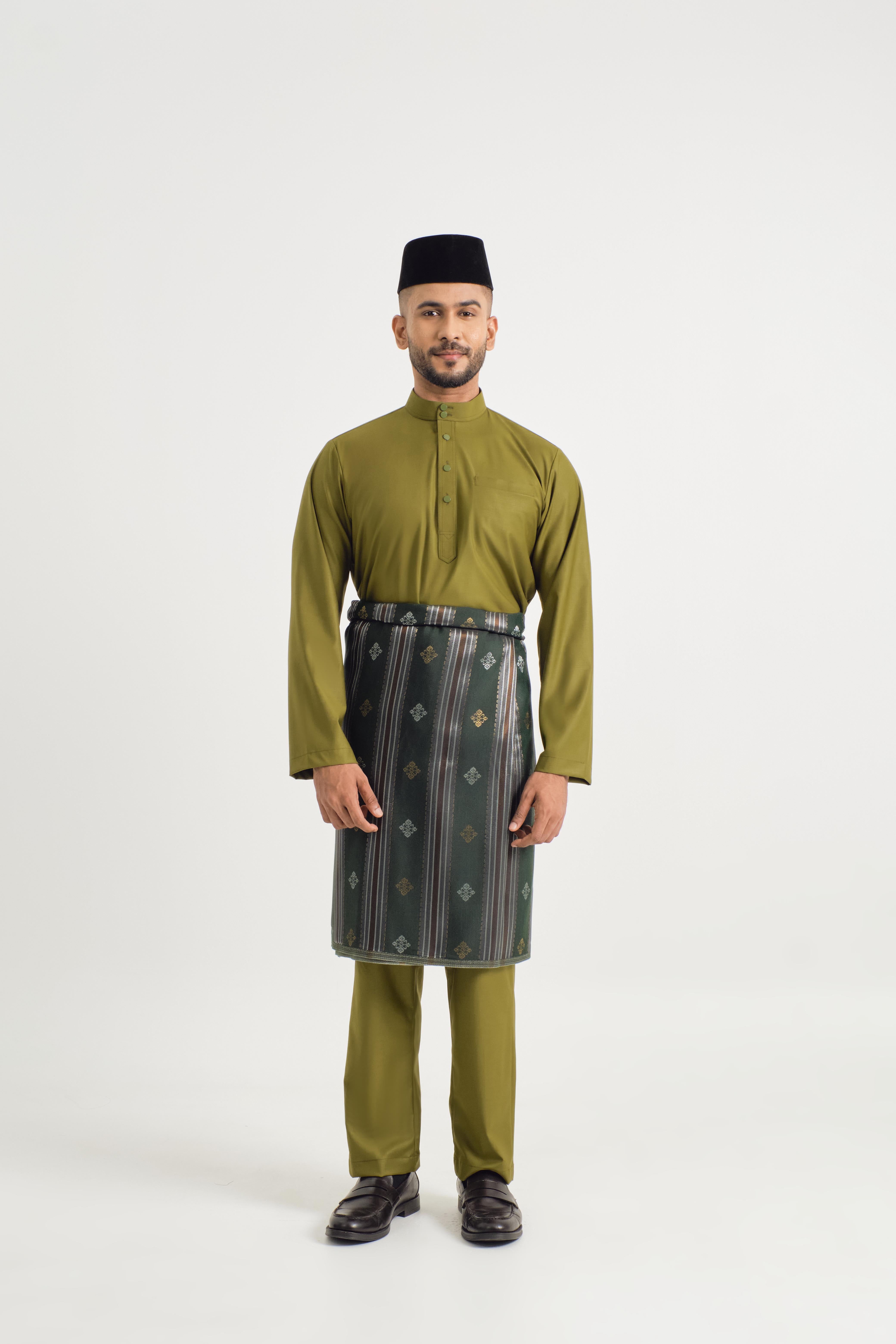 Patawali Baju Melayu Cekak Musang - Olive Green