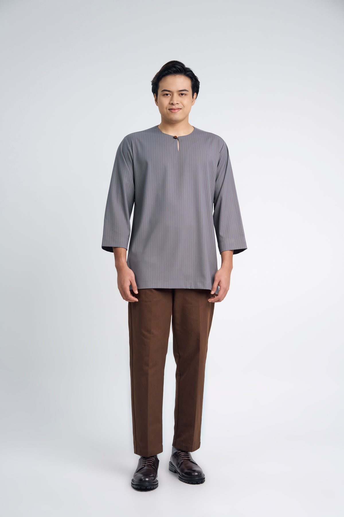 Pasak Modern Fit Top Quarter Sleeves - Grey
