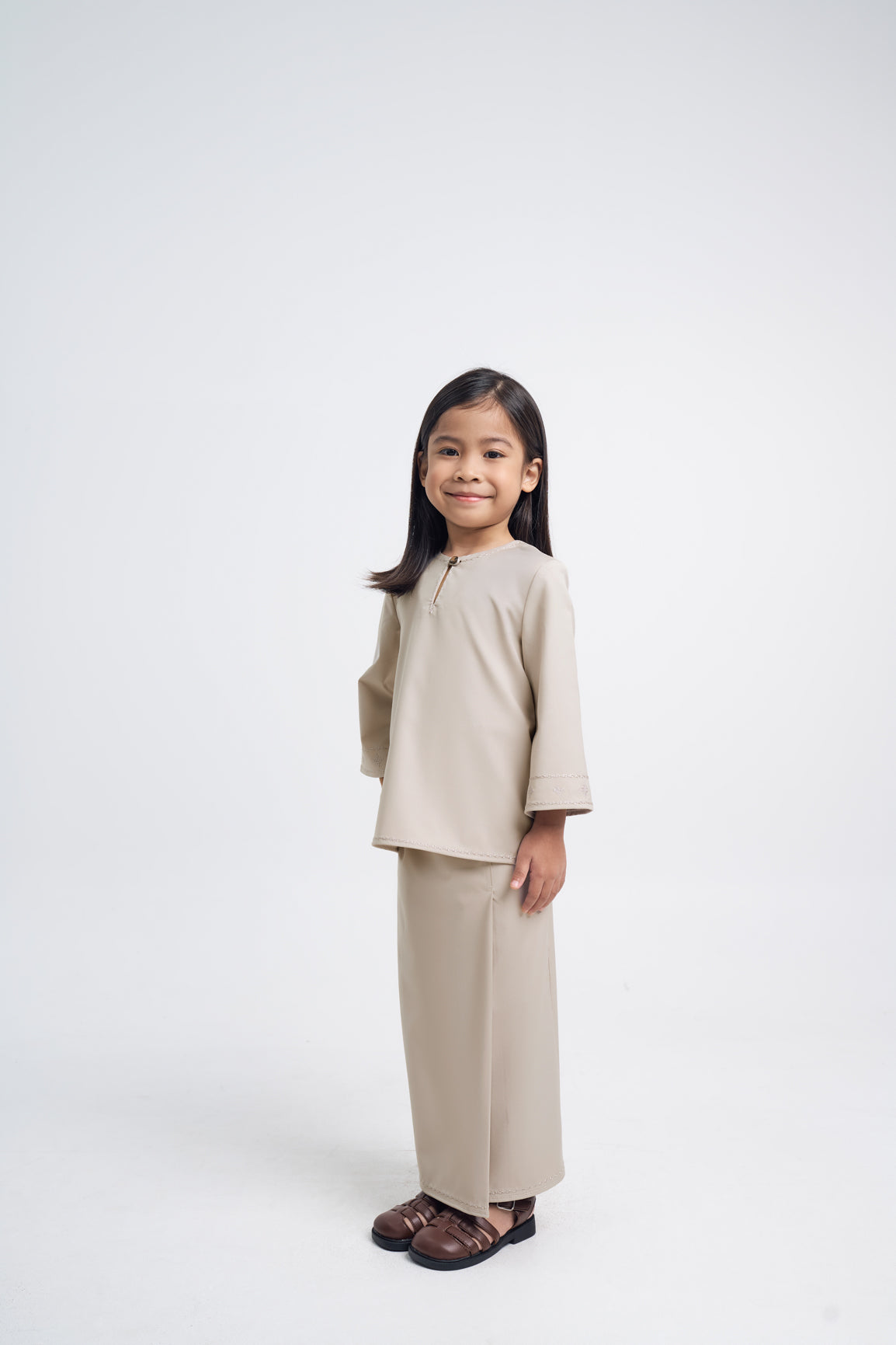 Patawali Girls Baju Kurung - Light Taupe