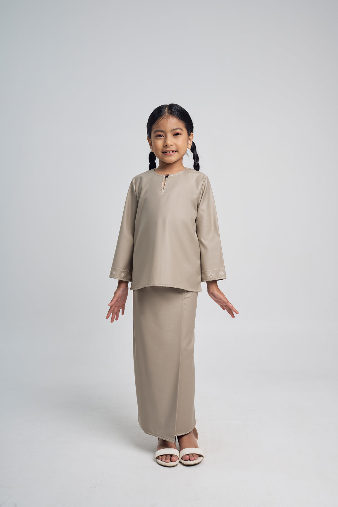 Patawali Girls Baju Kurung - Light Olive