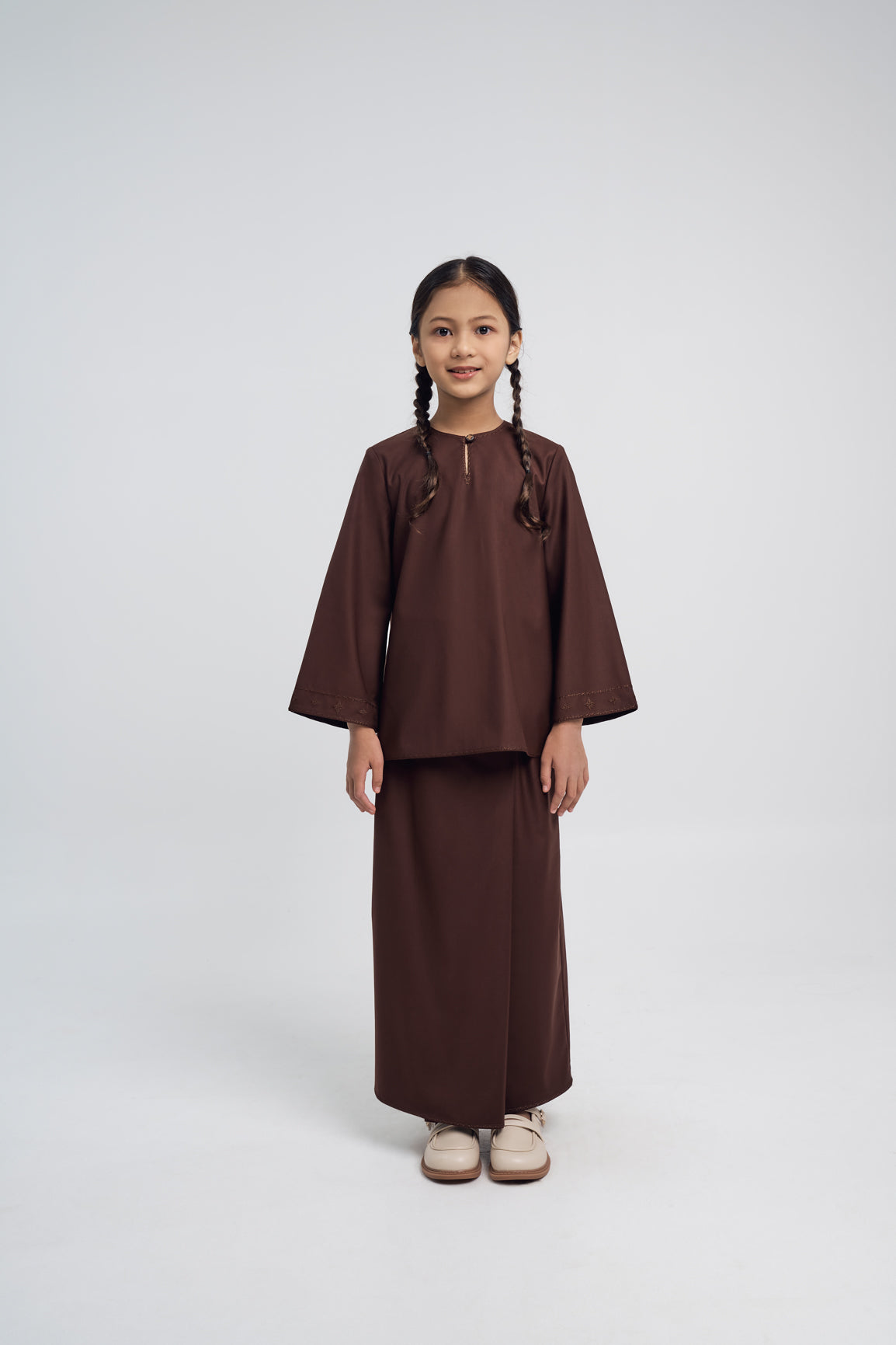Patawali Girls Baju Kurung - Dark Brown