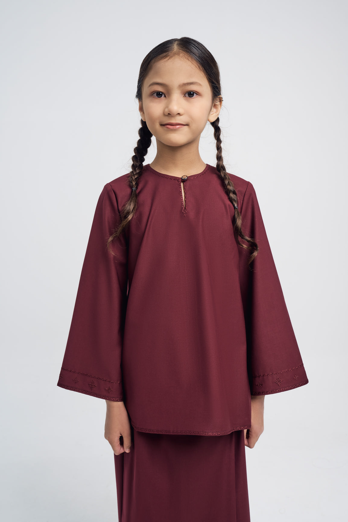 Patawali Girls Baju Kurung - Burgundy Red