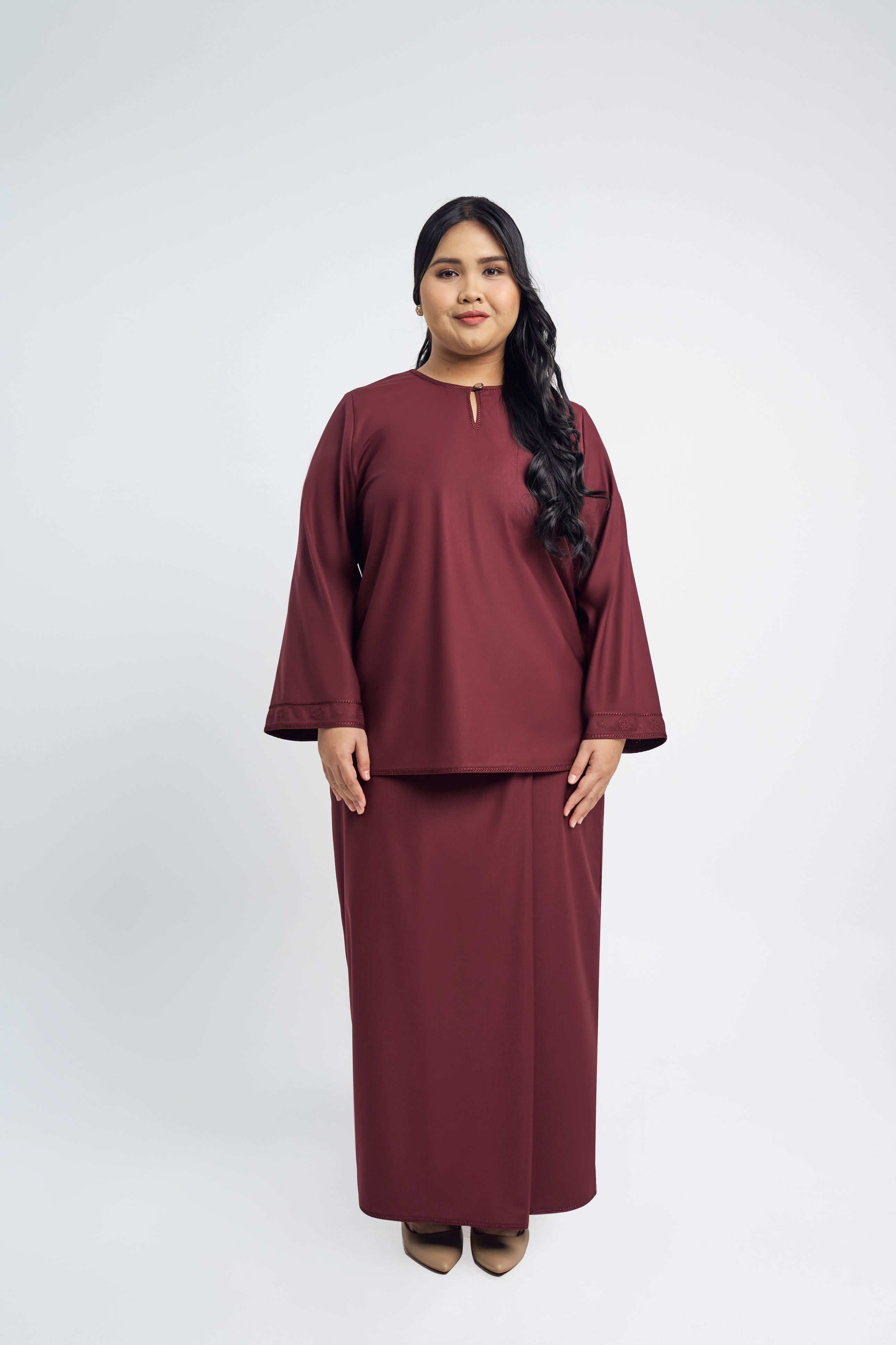 Patawali Baju Kurung - Burgundy Red