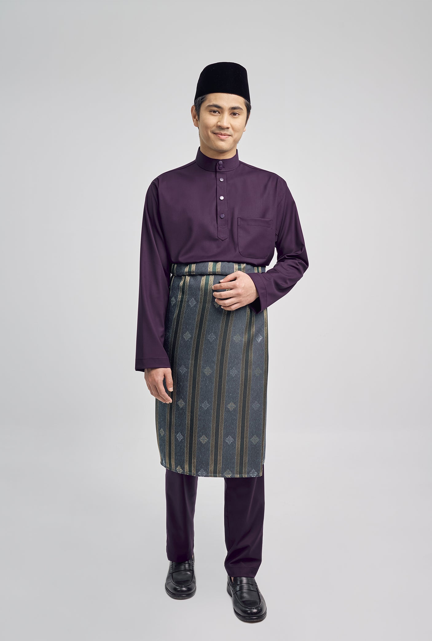 Patawali Classic Fit Baju Melayu Cekak Musang - Dark Purple