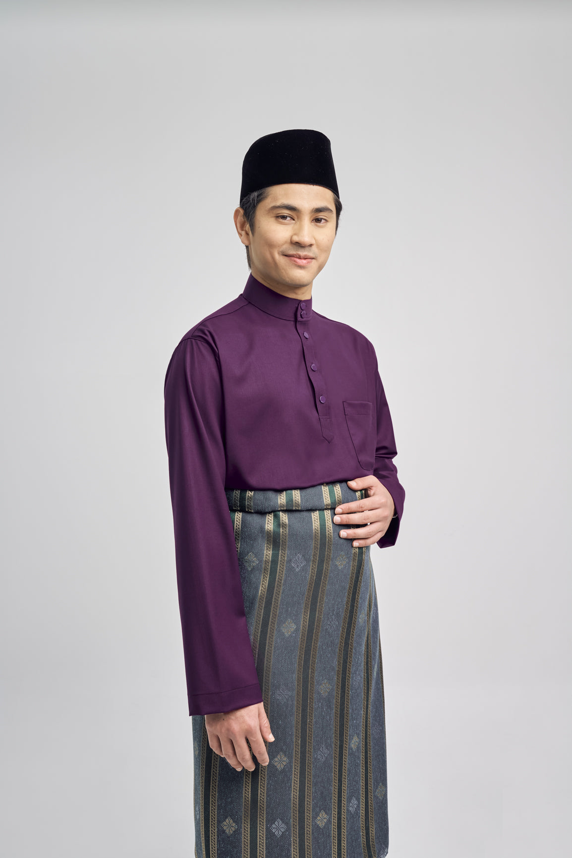 Patawali Classic Fit Baju Melayu Cekak Musang - Dark Purple