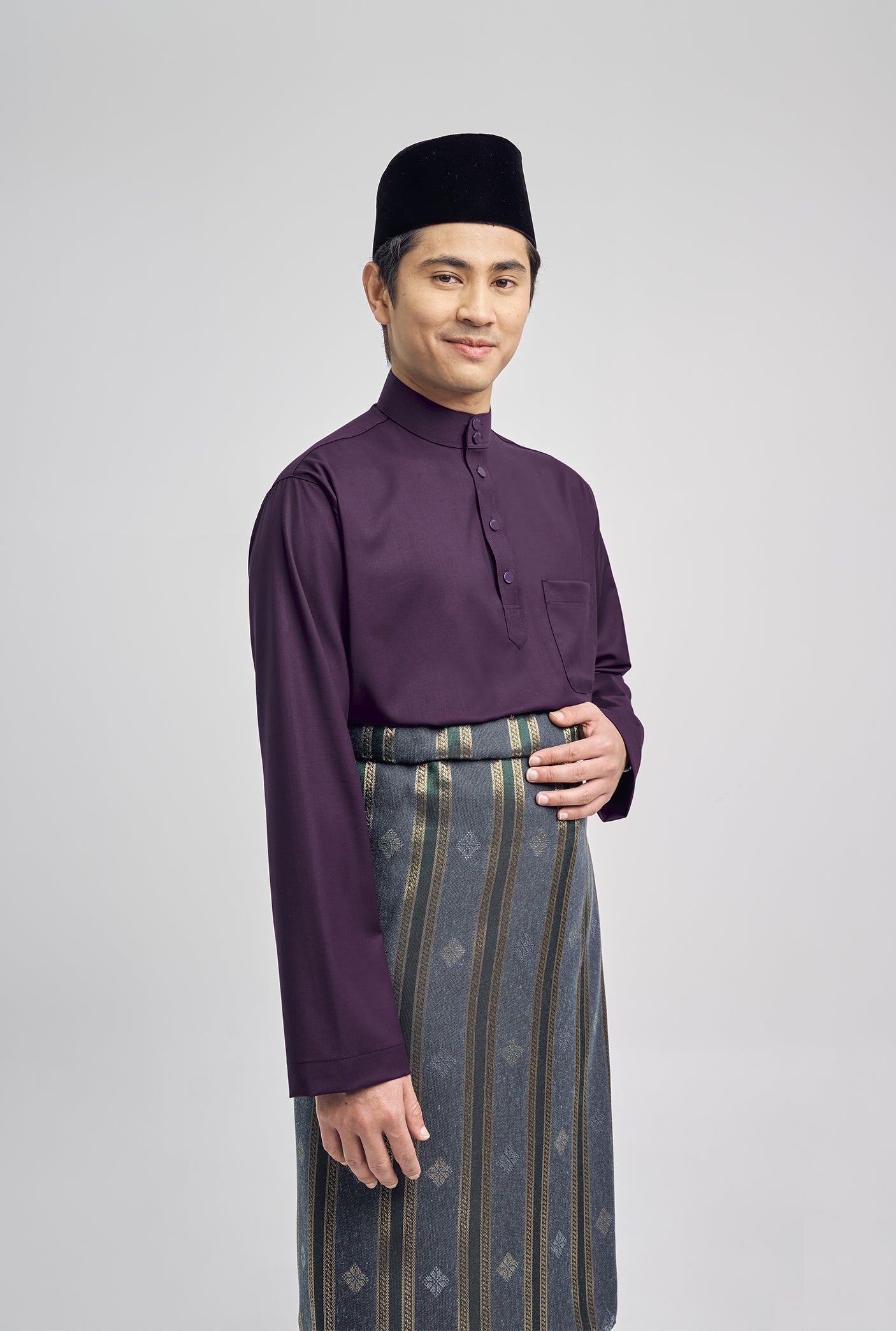 Patawali Classic Fit Baju Melayu Cekak Musang - Dark Purple