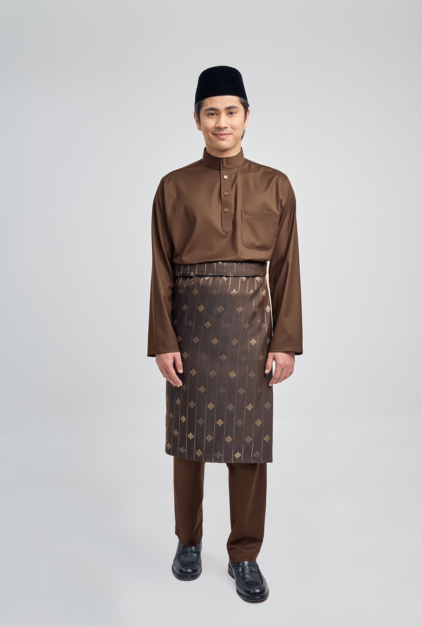 Patawali Classic Fit Baju Melayu Cekak Musang - Coffee Brown
