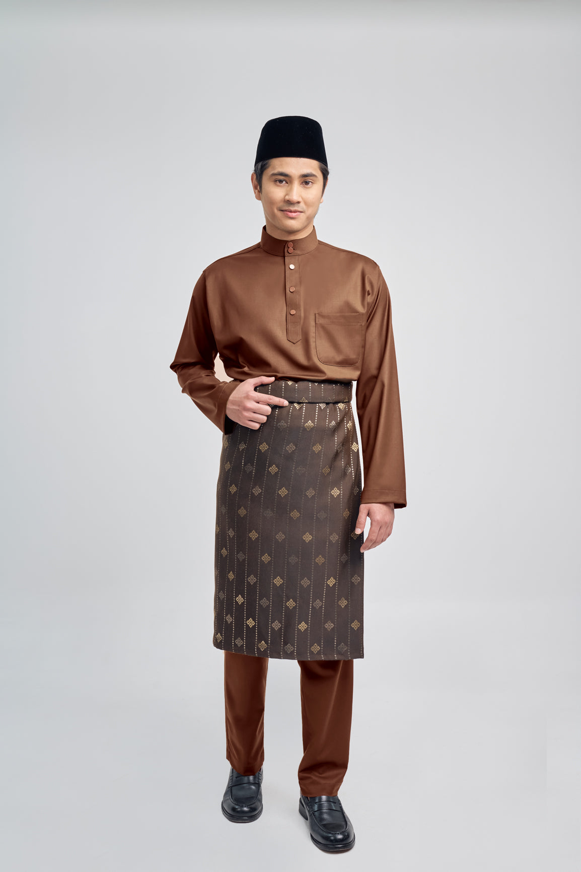 Patawali Classic Fit Baju Melayu Cekak Musang - Coffee Brown