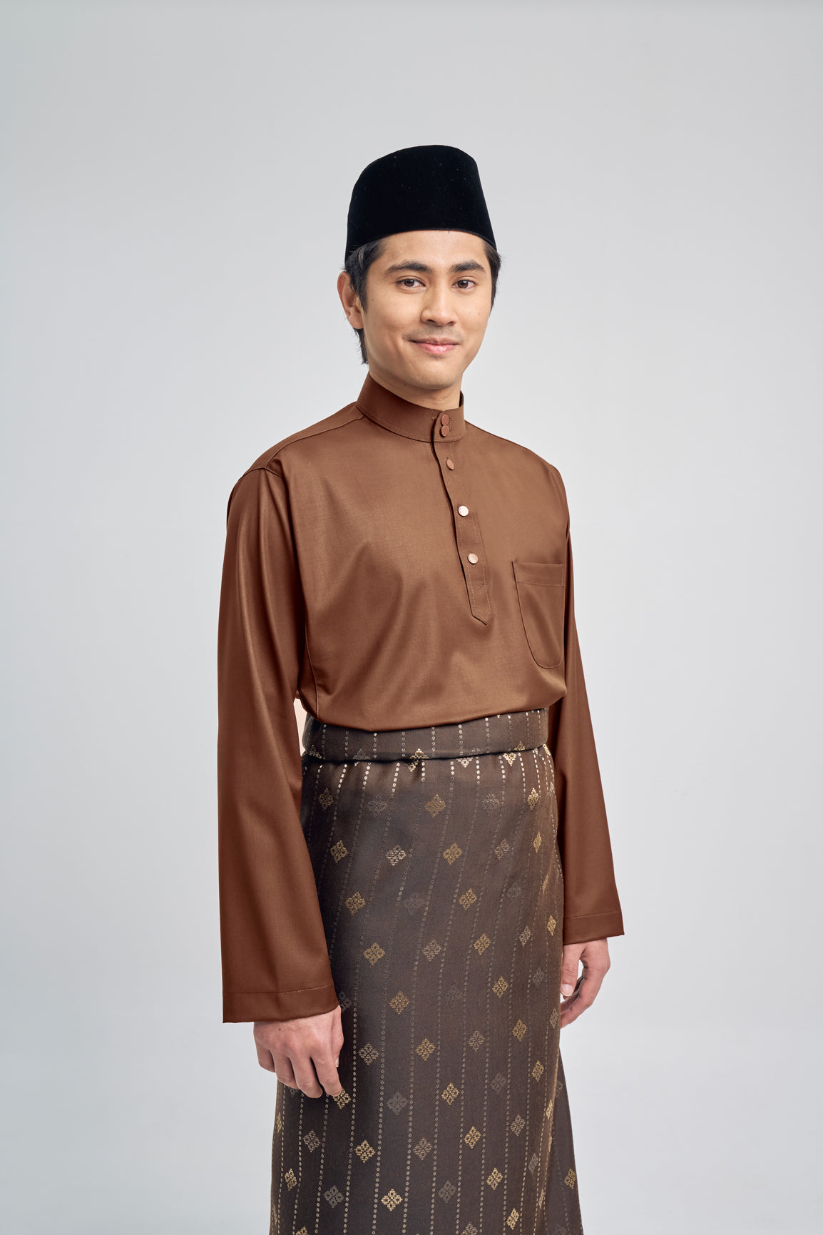 Patawali Classic Fit Baju Melayu Cekak Musang - Coffee Brown