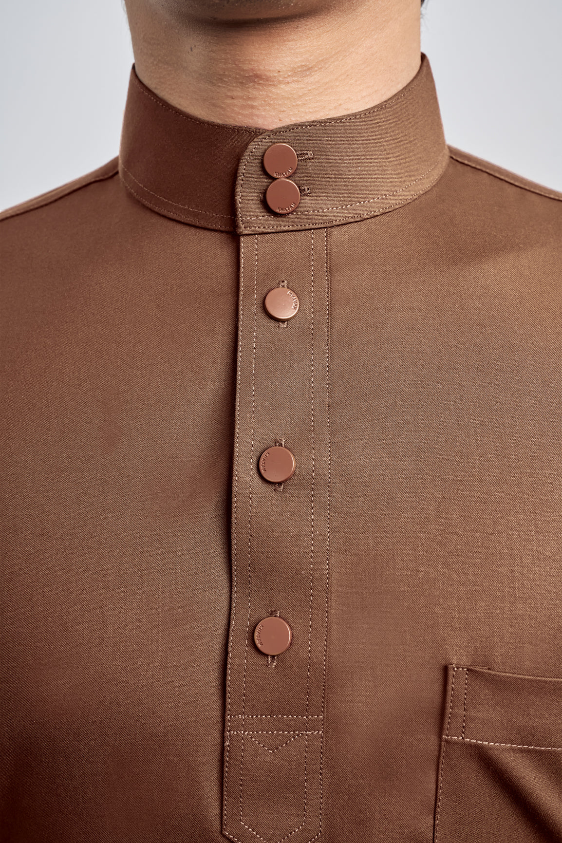 Patawali Classic Fit Baju Melayu Cekak Musang - Coffee Brown