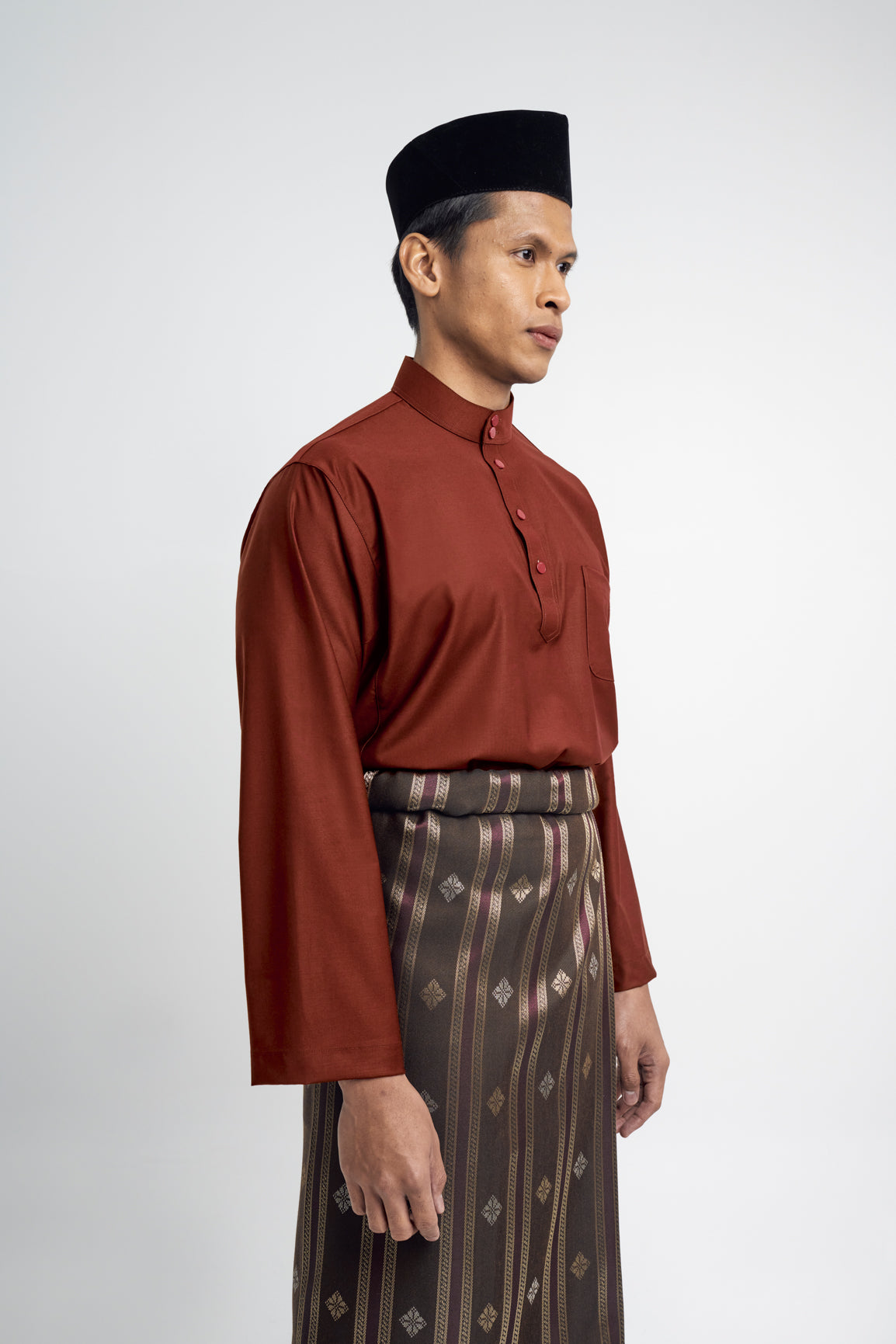 Patawali Classic Fit Baju Melayu Cekak Musang - Bean Brown