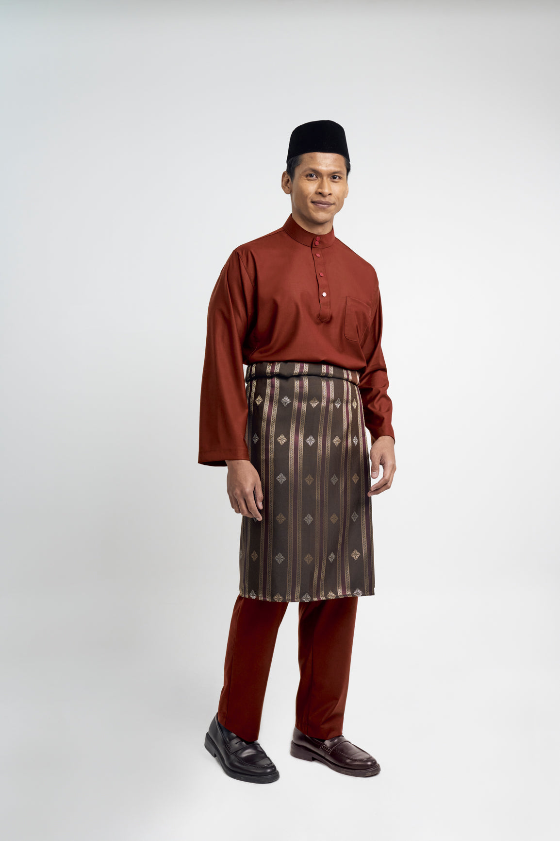 Patawali Classic Fit Baju Melayu Cekak Musang - Bean Brown