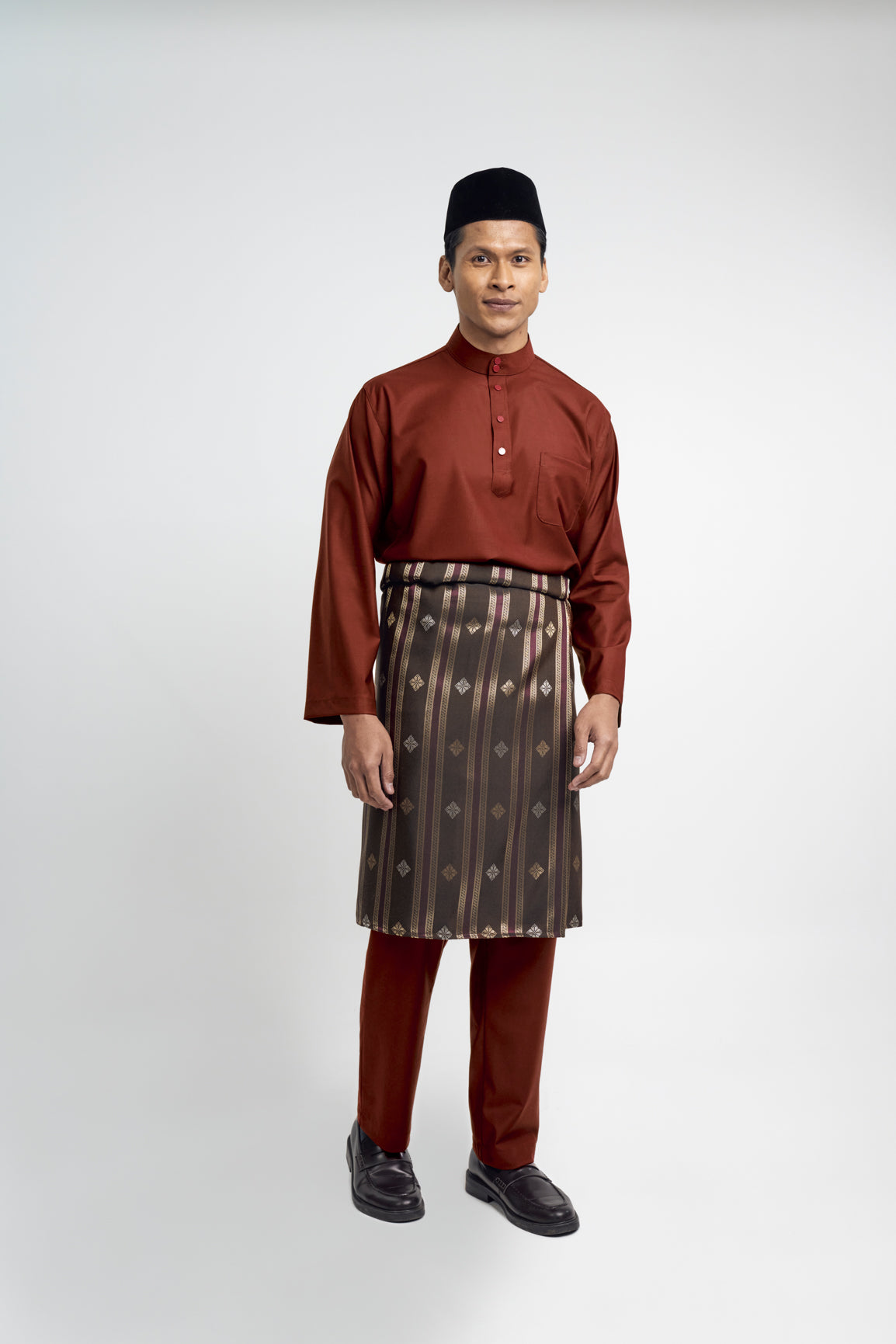 Patawali Classic Fit Baju Melayu Cekak Musang - Bean Brown