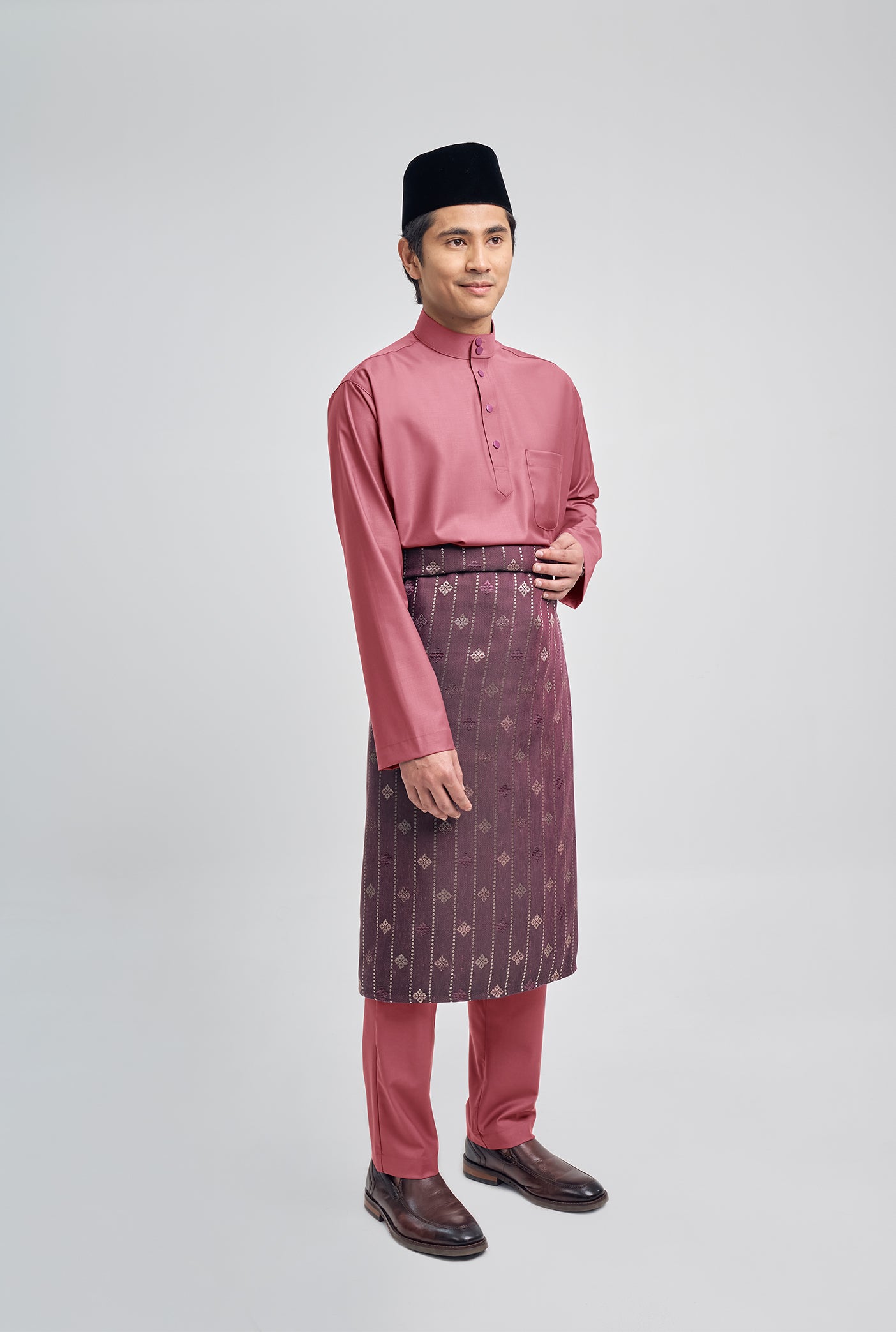 Patawali Classic Fit Baju Melayu Cekak Musang - Dark Rose