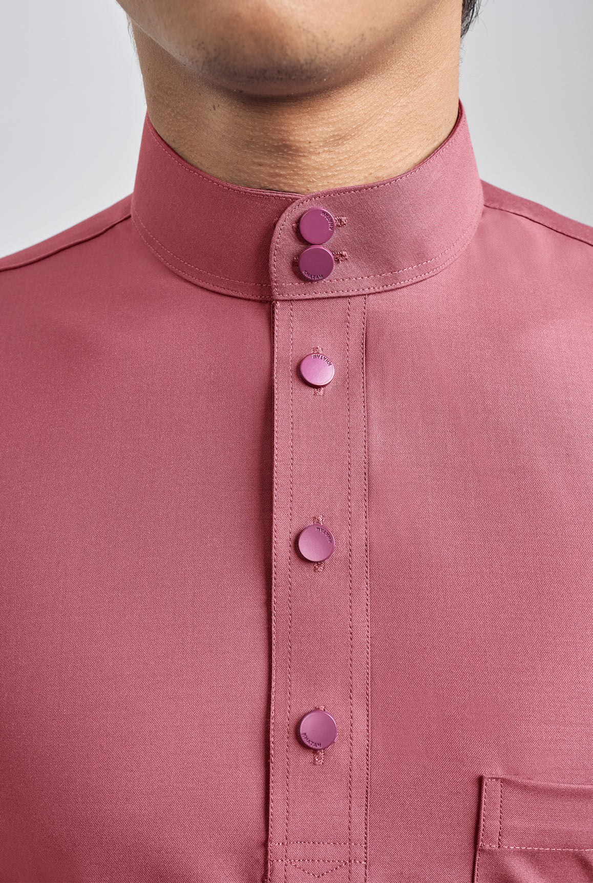 Patawali Classic Fit Baju Melayu Cekak Musang - Dark Rose