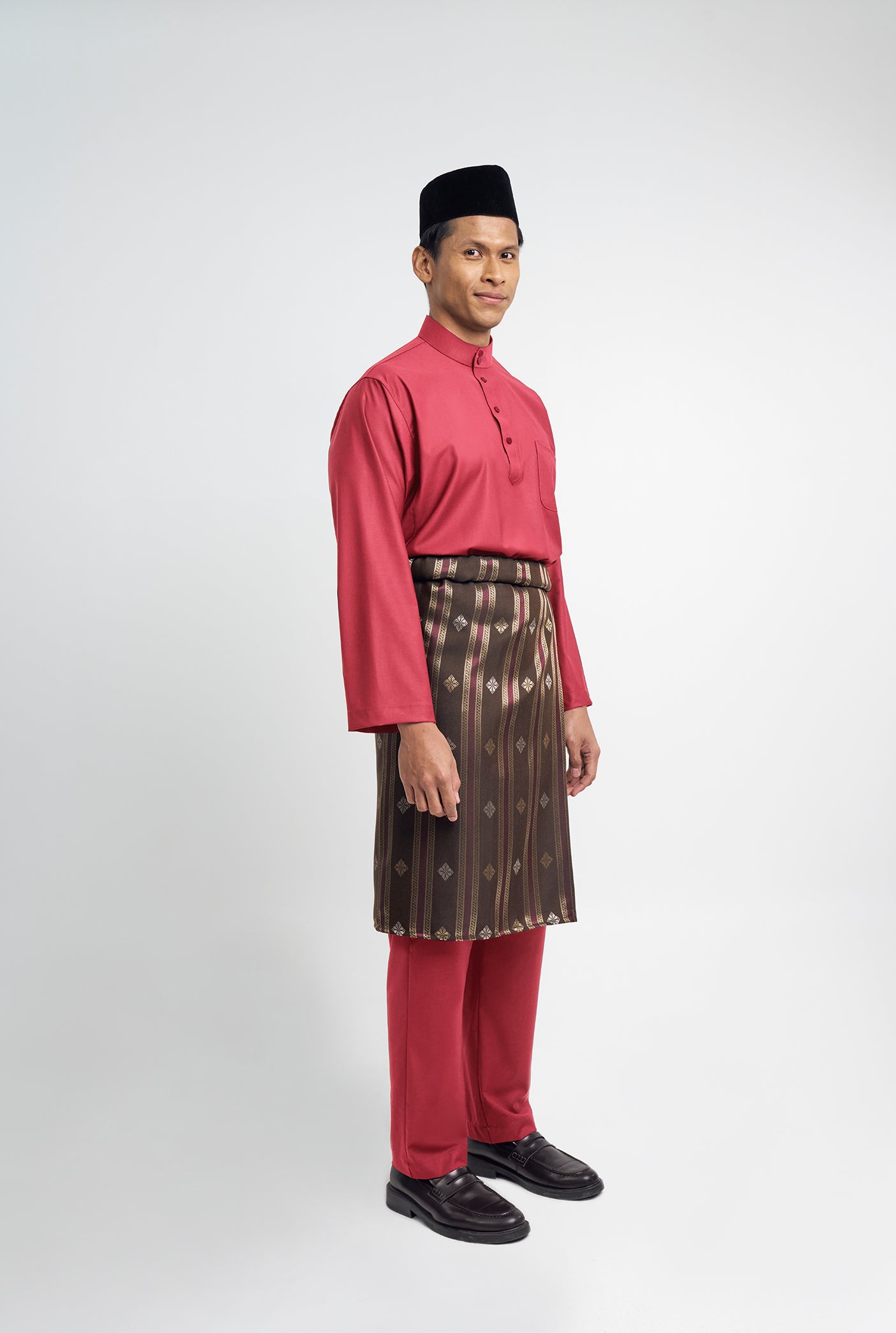 Patawali Classic Fit Baju Melayu Cekak Musang - Rose Red