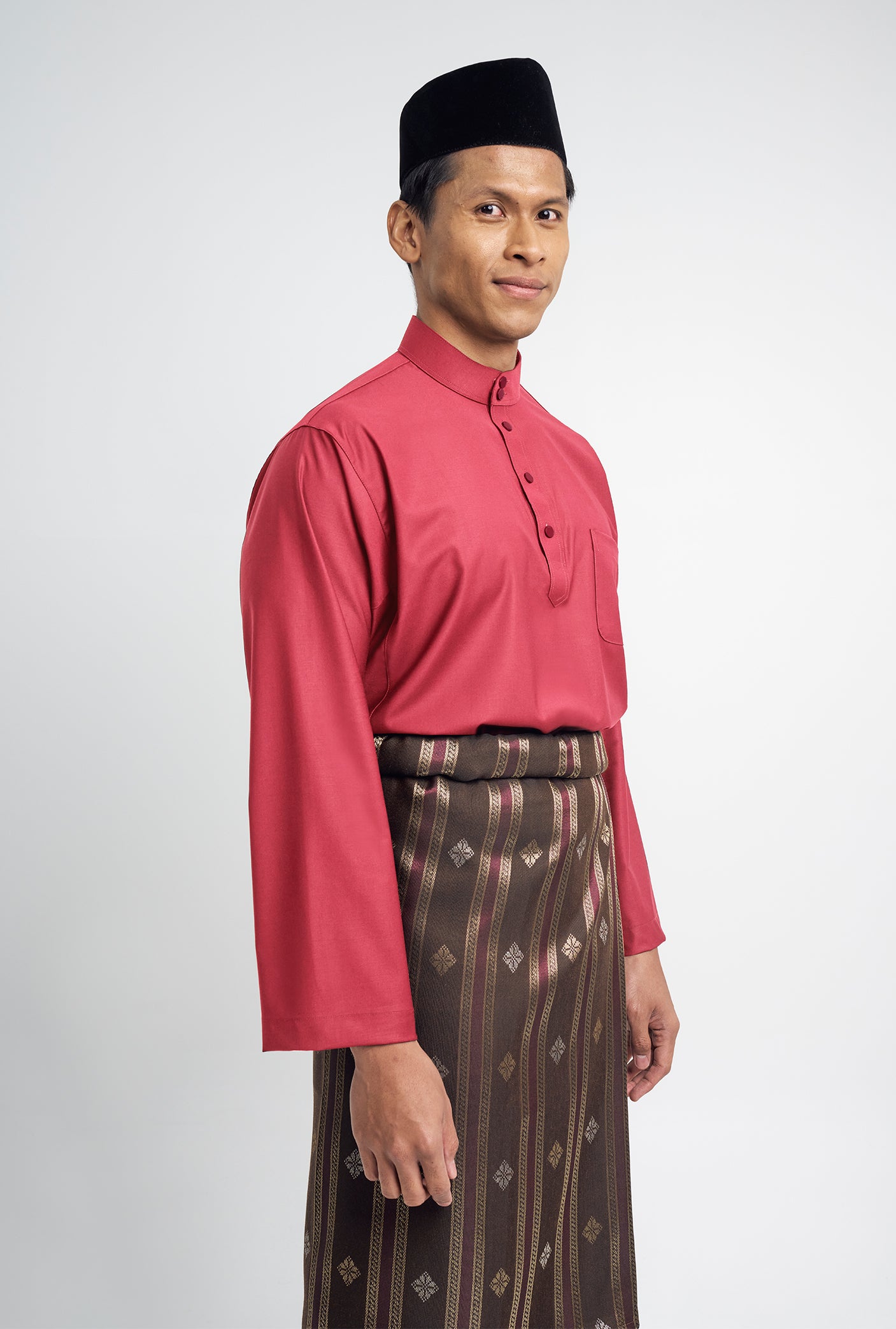 Patawali Classic Fit Baju Melayu Cekak Musang - Rose Red