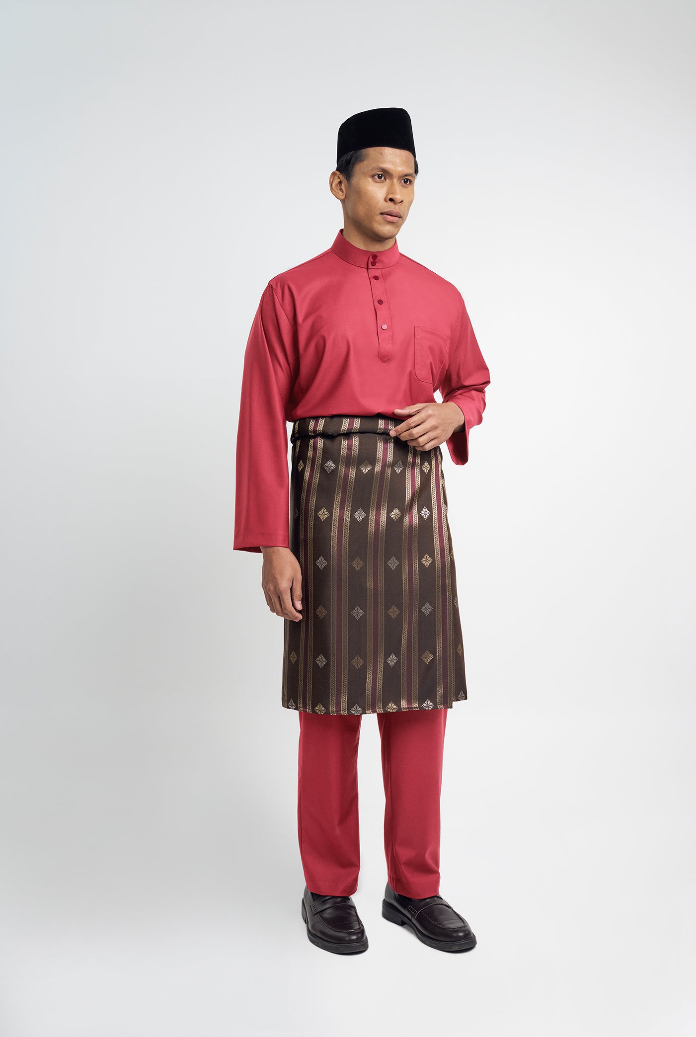 Patawali Classic Fit Baju Melayu Cekak Musang - Rose Red