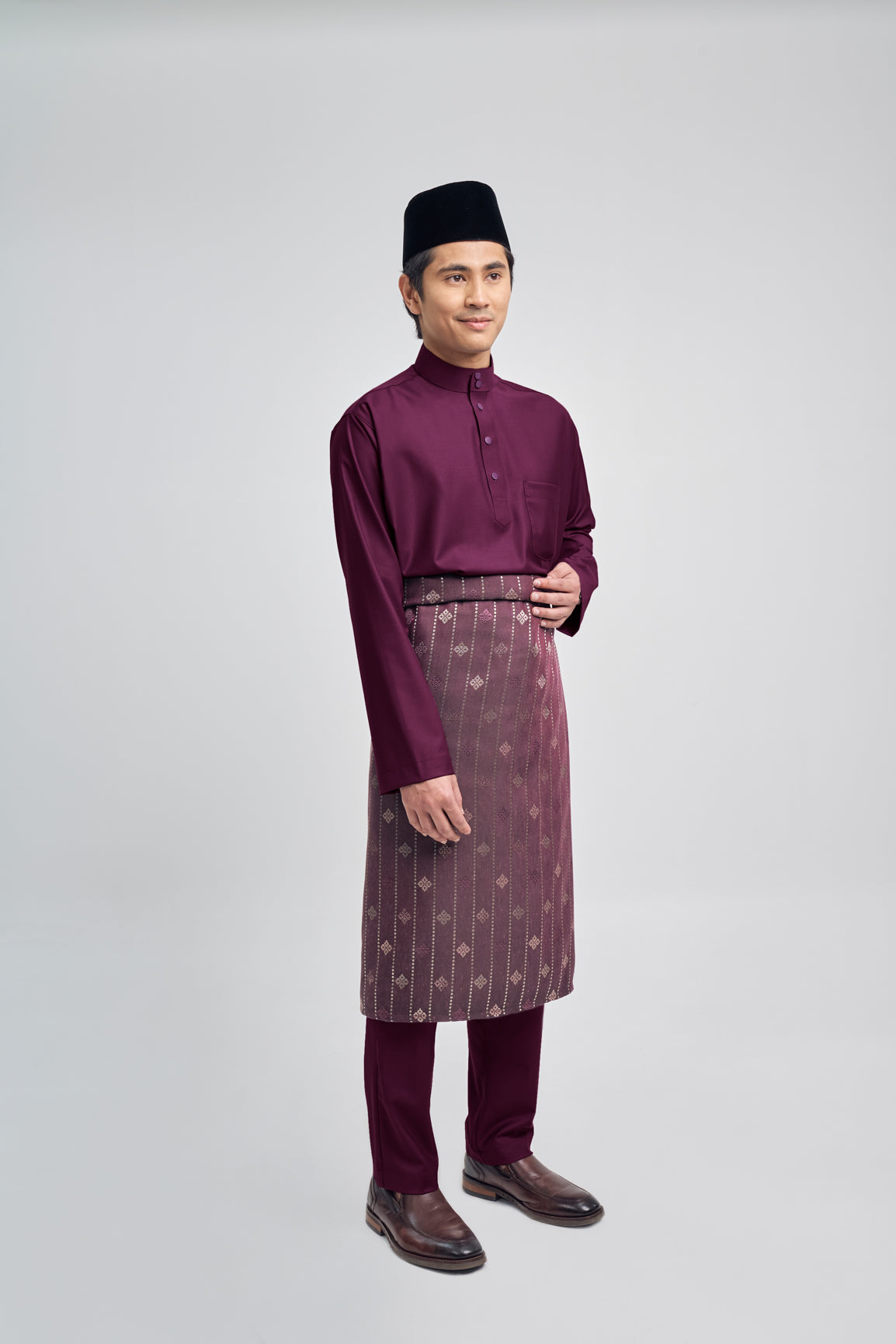 Patawali Classic Fit Baju Melayu Cekak Musang - Purple Manggis