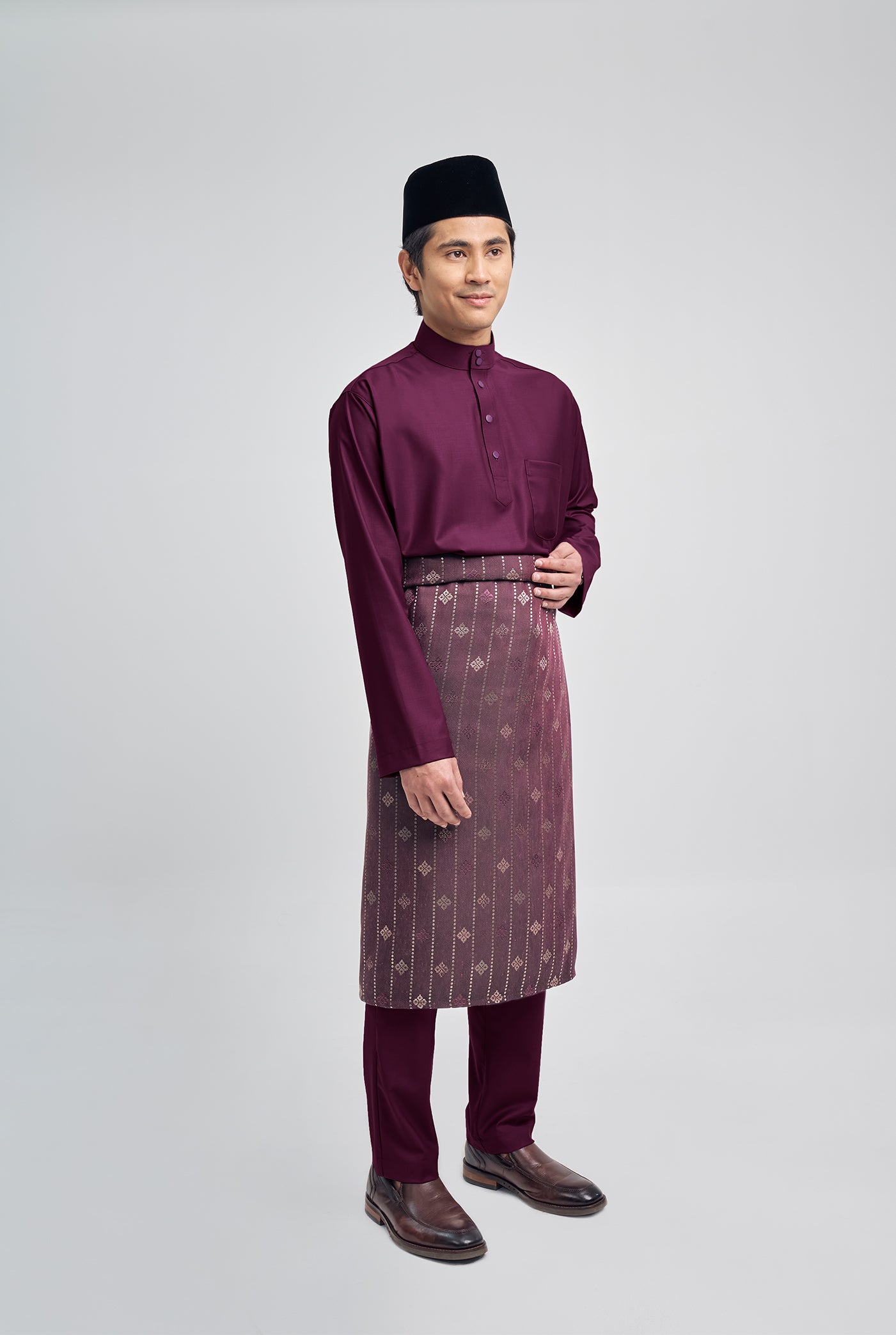 Patawali Classic Fit Baju Melayu Cekak Musang - Purple Manggis