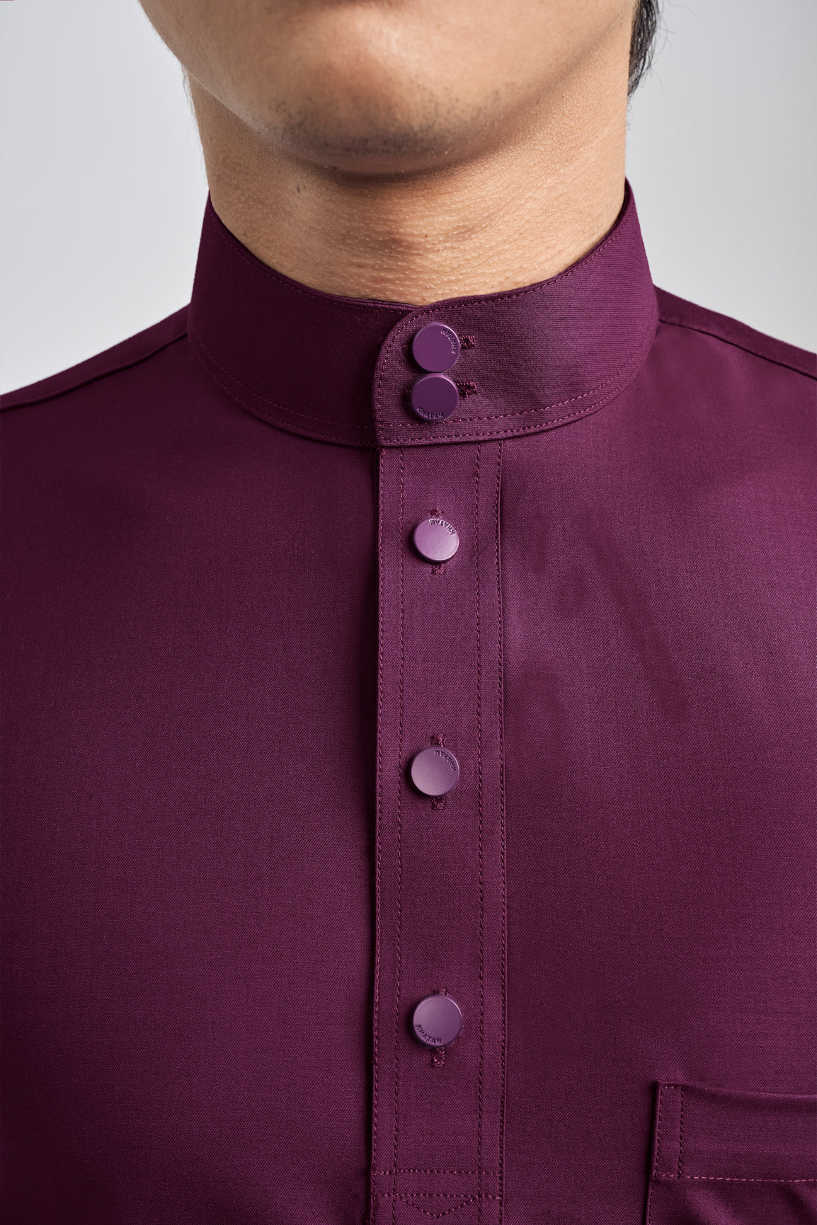 Patawali Classic Fit Baju Melayu Cekak Musang - Purple Manggis