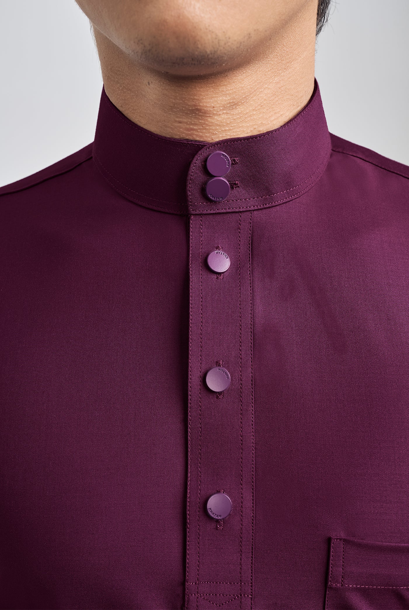 Patawali Classic Fit Baju Melayu Cekak Musang - Purple Manggis