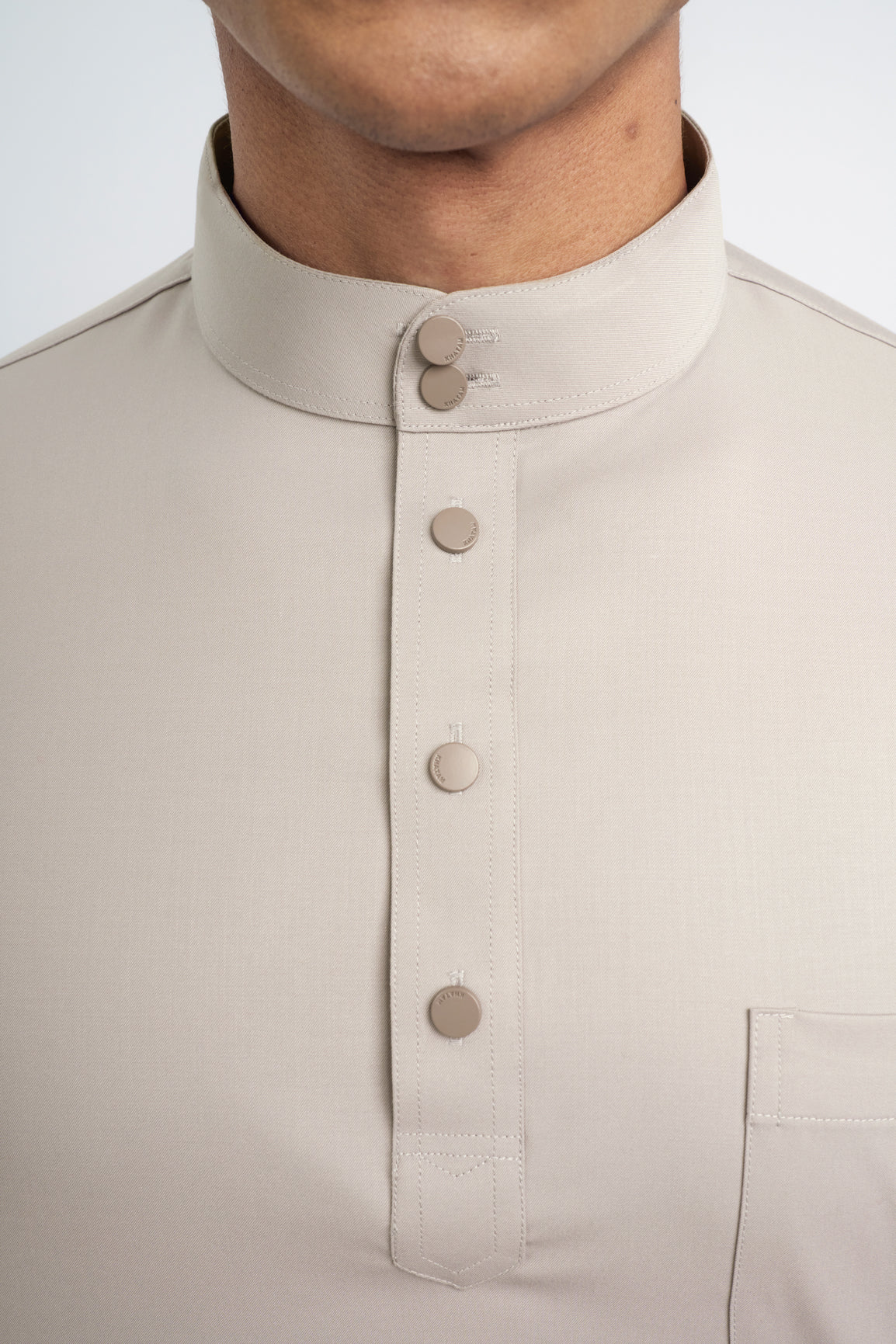Patawali Classic Fit Baju Melayu Cekak Musang - Light Taupe