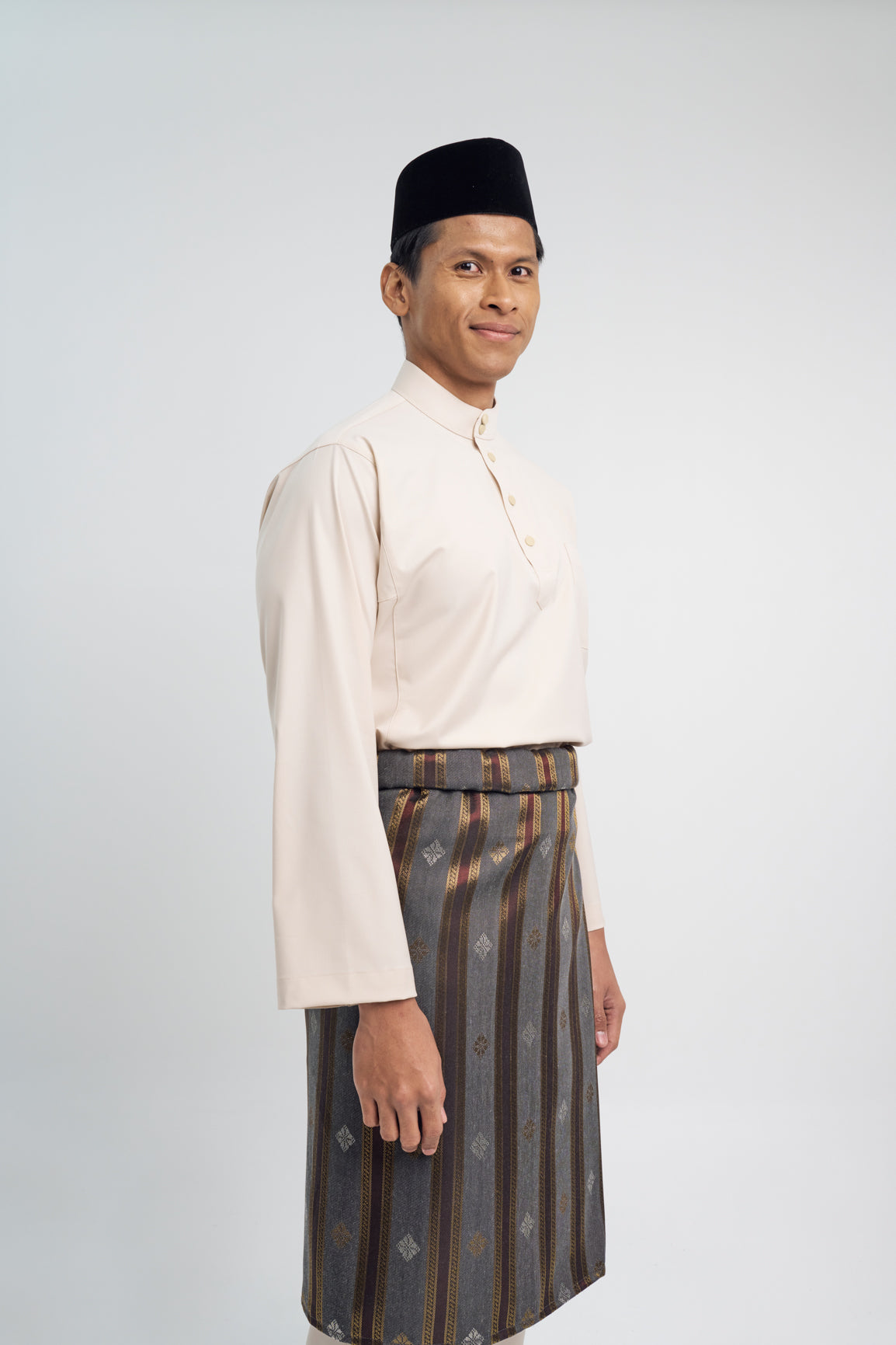 Patawali Classic Fit Baju Melayu Cekak Musang - Ecru Beige